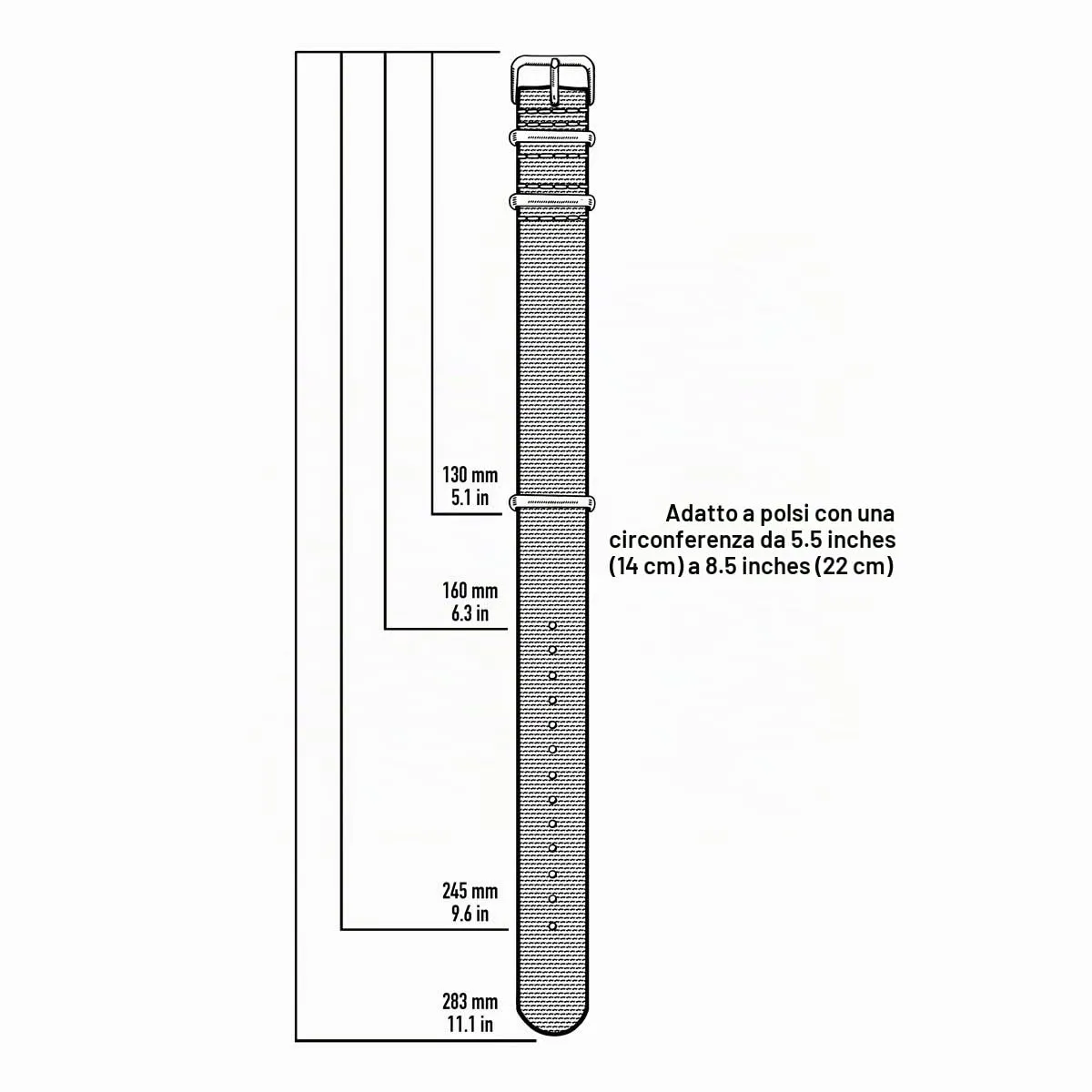 Archer Watch Straps Cinturini NATO in Nylon Classici - Grigio, 20mm - immagine 5