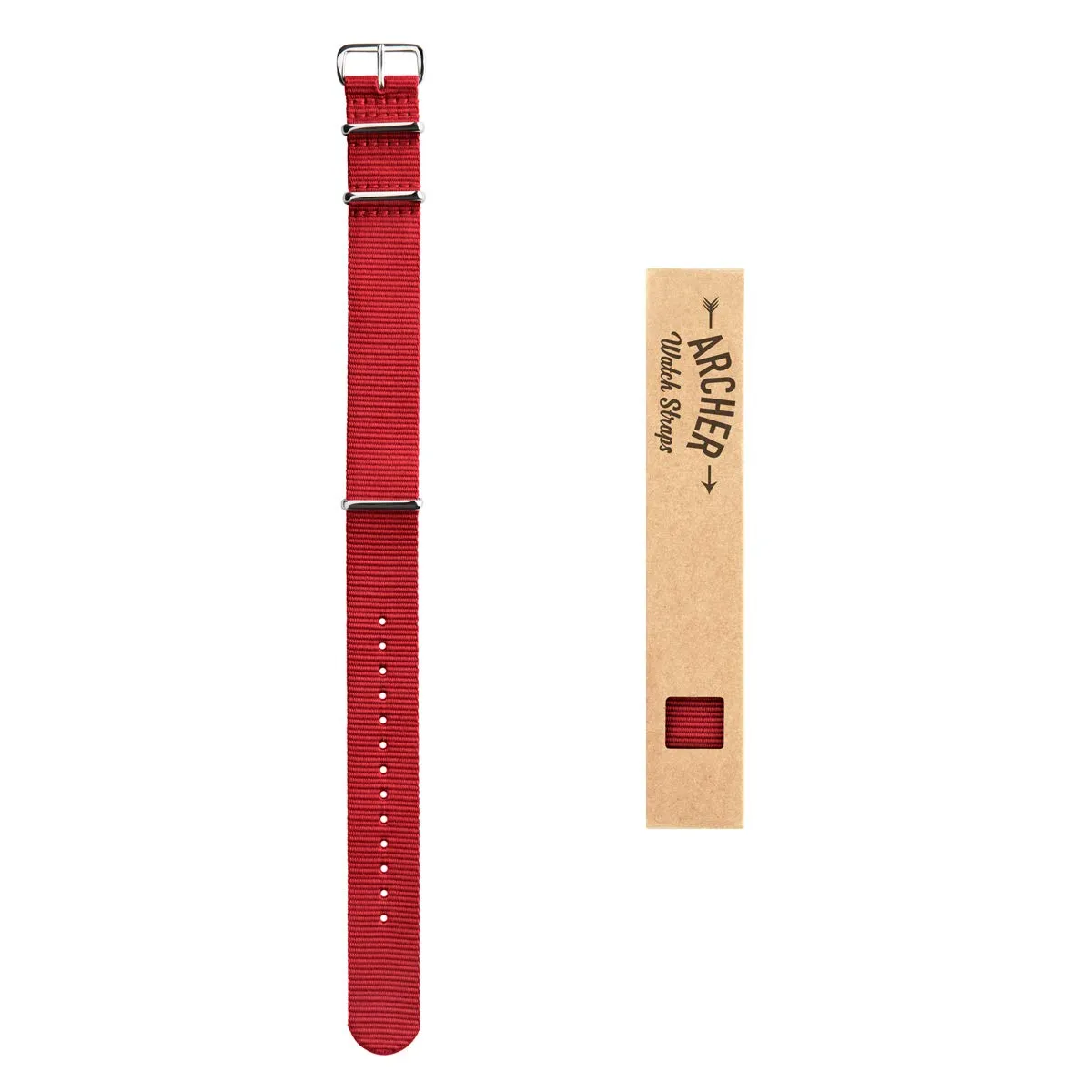 Archer Watch Straps Cinturini NATO in Nylon Classici - Rosso, 24mm - immagine 6