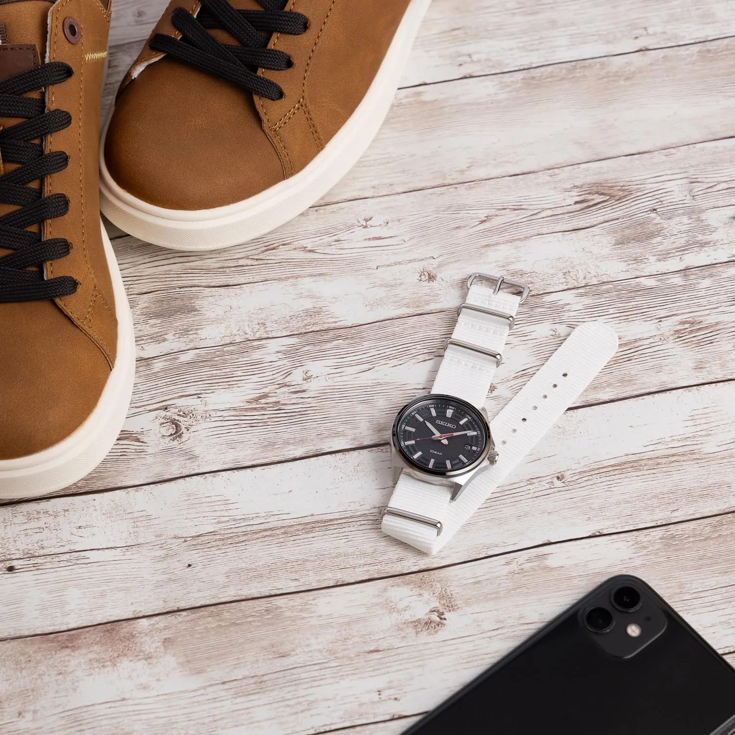 Archer Watch Straps NATO Nylon Watch Strap - Bianco, 18mm - immagine 2