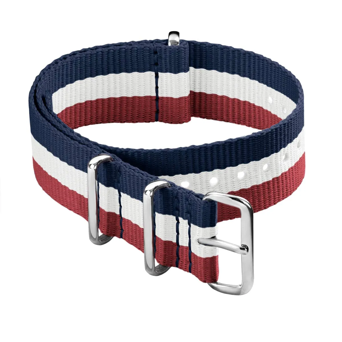 Archer Watch Straps Cinturini NATO in Nylon Classici (Rosso, Bianco e Navy, 22mm) - immagine 1