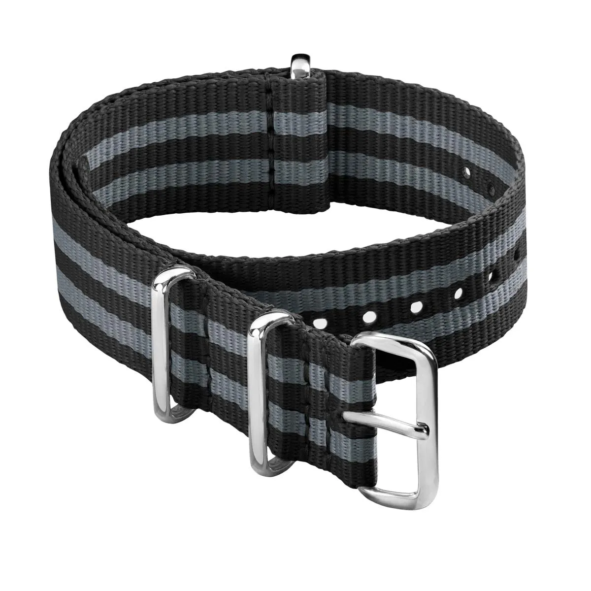 Archer Watch Straps Cinturini NATO in Nylon Classici, Nero e Grigio, 20mm - immagine 1