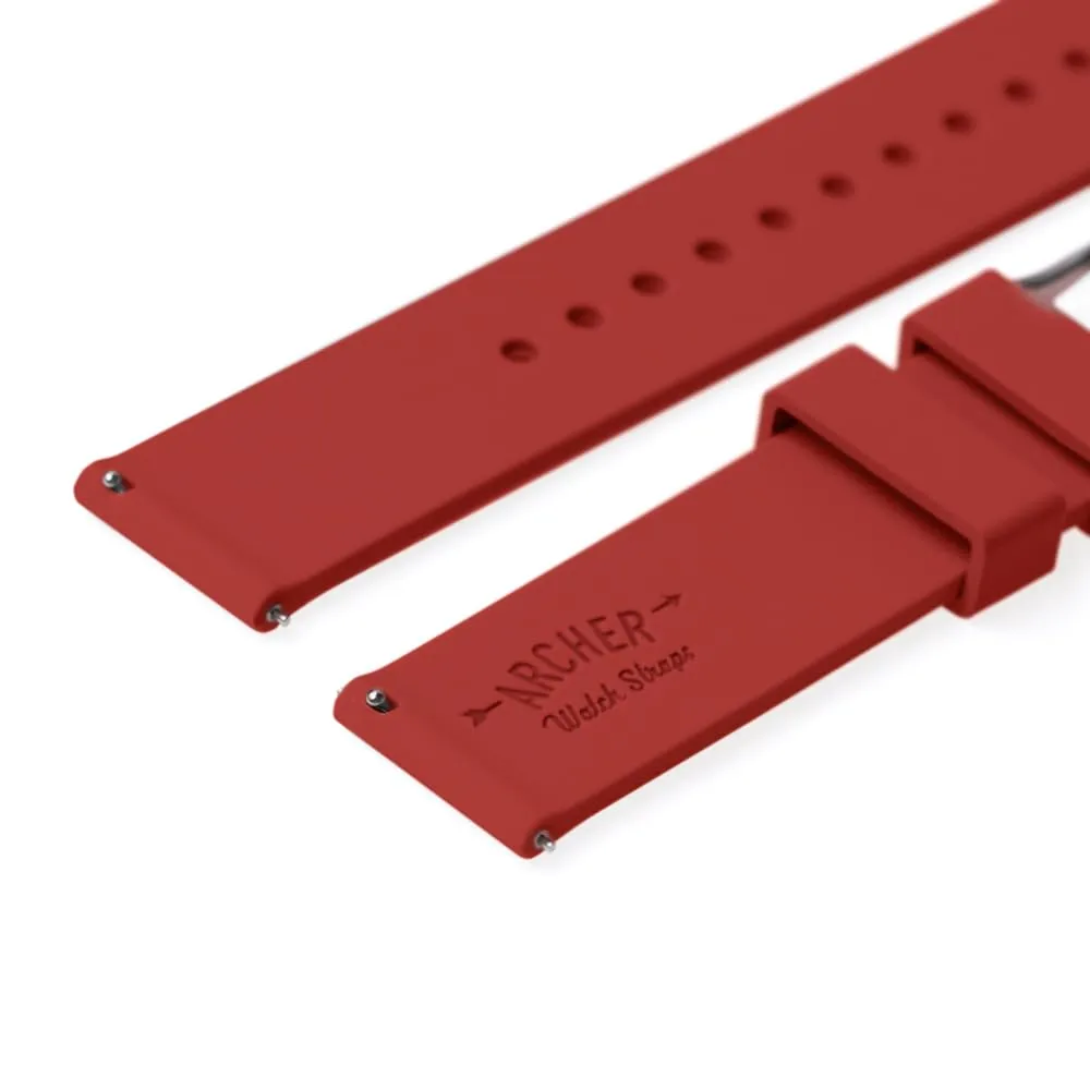 Archer Watch Straps Cinturini a Sgancio Rapido in Silicone, Rosso Veneziano, 21mm - immagine 6