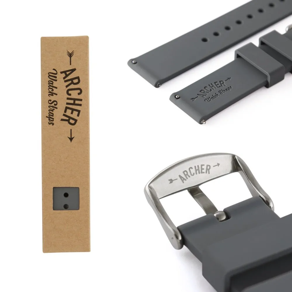 Archer Watch Straps Cinturino di Silicone Sgancio Rapido, Grafite, 23mm - immagine 6