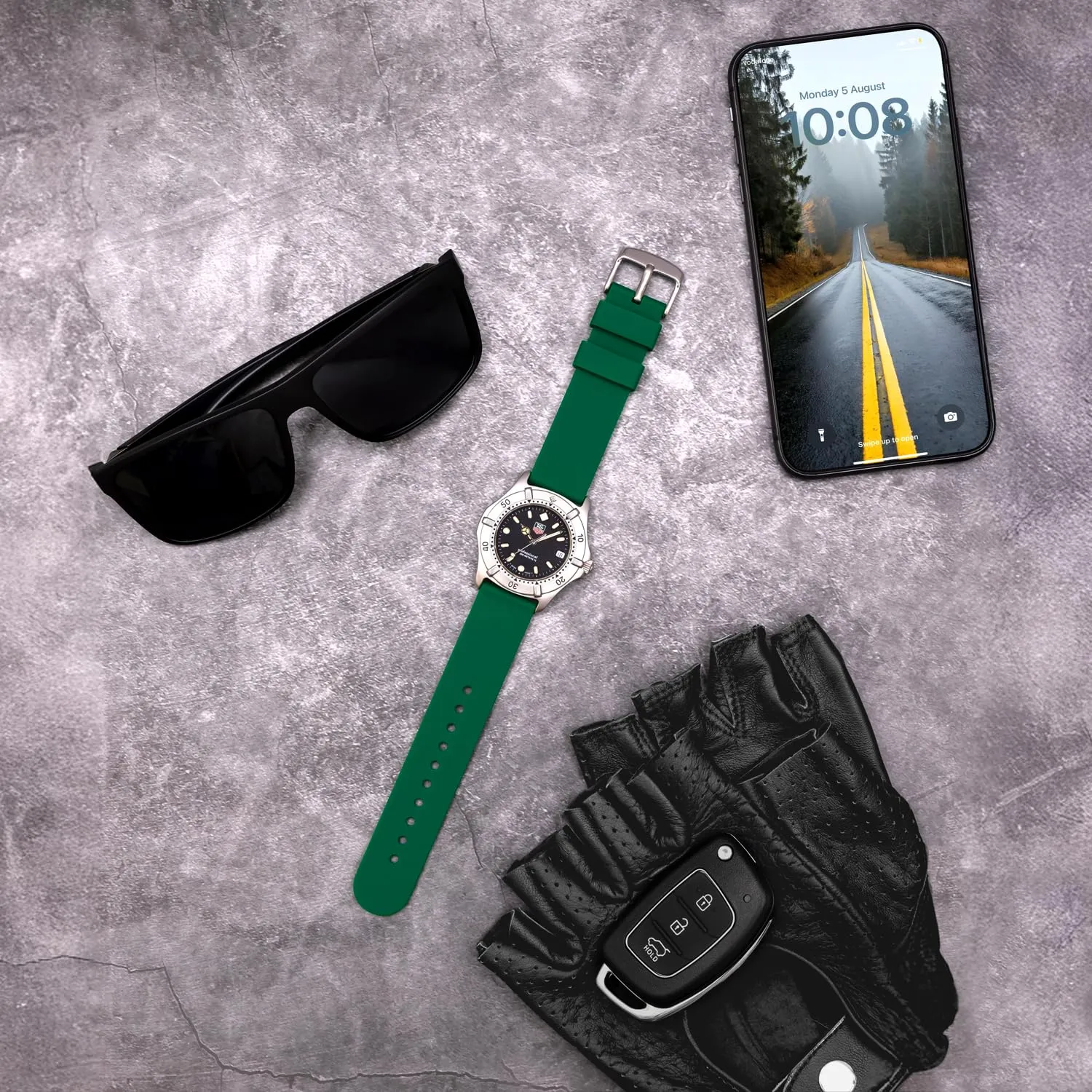 Archer Watch Straps Cinturini a Sgancio Rapido in Silicone, Verde Trifoglio, 18mm - immagine 3