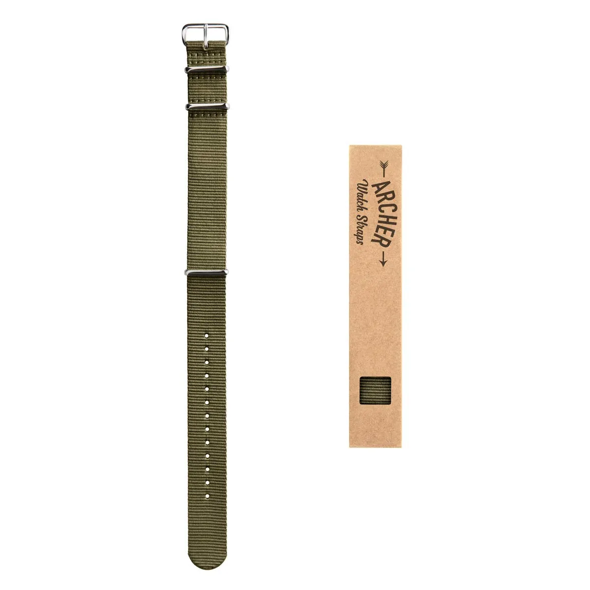 Archer Watch Straps Cinturini NATO in Nylon Classici, Verde Oliva, 18mm - immagine 6
