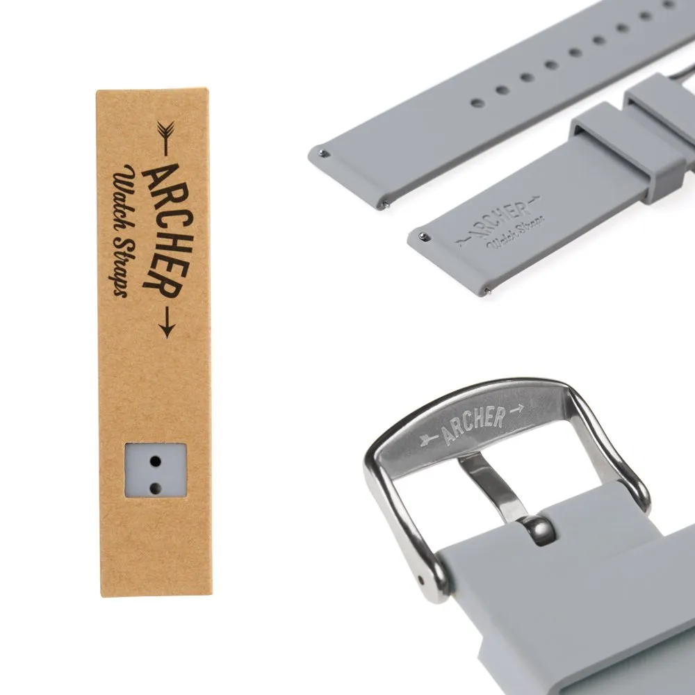 Archer Watch Straps Quick Release Silicone Watch Strap, 19mm, Platinum Grey - immagine 6