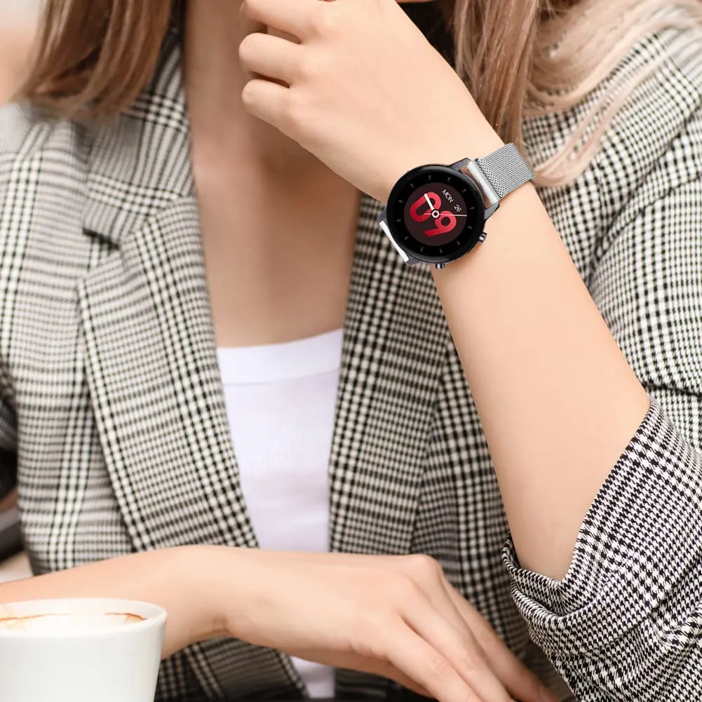 OFFCUP Cinturino in Acciaio Inossidabile Maglia Milanese a Sgancio Rapido, 22mm, Argento - immagine 7