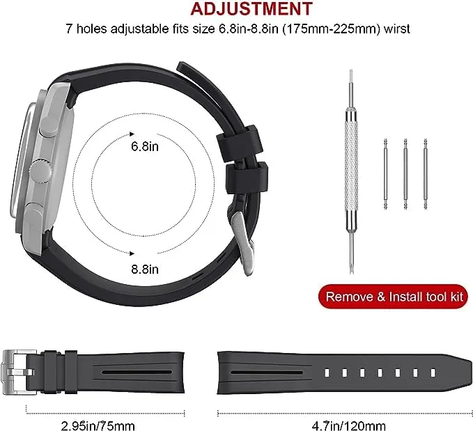 BONACE Cinturino in silicone per Omega x Swatch MoonSwatch Speedmaster, 20mm (Linea oro nero) - immagine 7