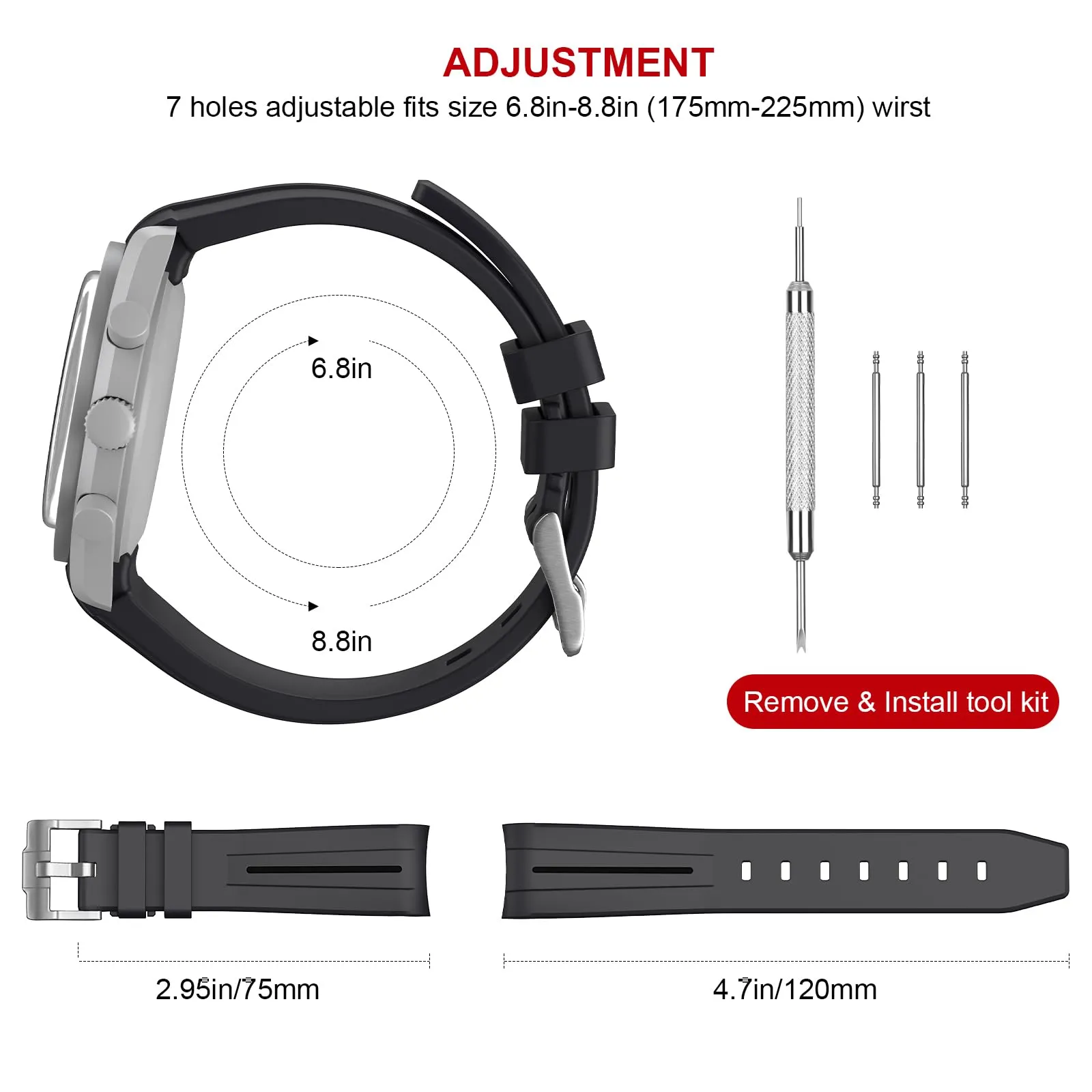 BONACE Cinturino in silicone per Omega x Swatch MoonSwatch Speedmaster 20mm (blu scuro) - immagine 8