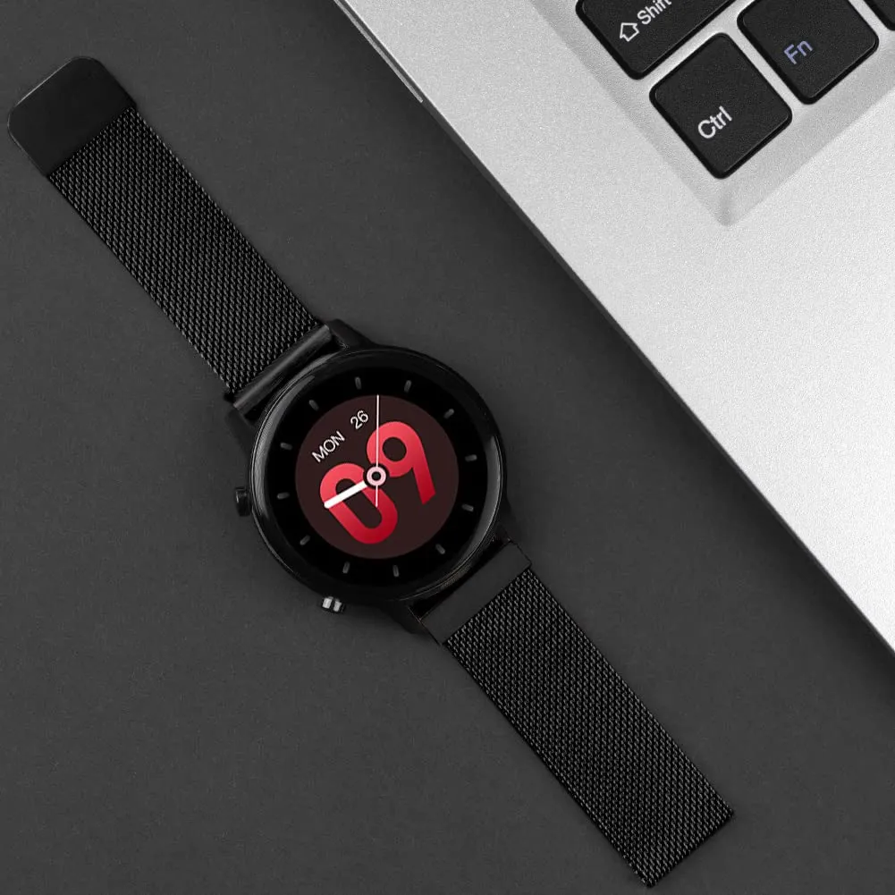 OFFCUP Cinturino in Acciaio Inossidabile Maglia Milanese a Sgancio Rapido, 22mm, Nero - immagine 7