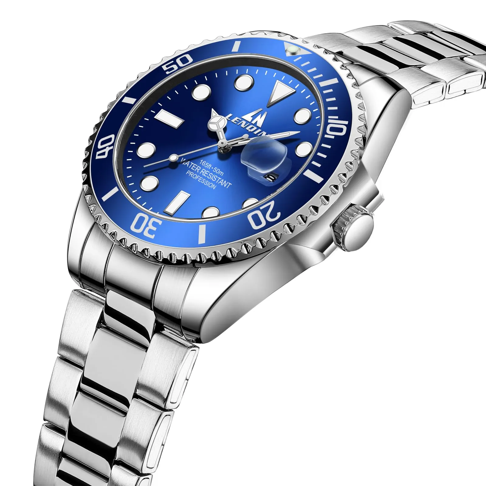 LN LENQIN Orologio Uomo Analogico al Quarzo in Acciaio Impermeabile - immagine 2