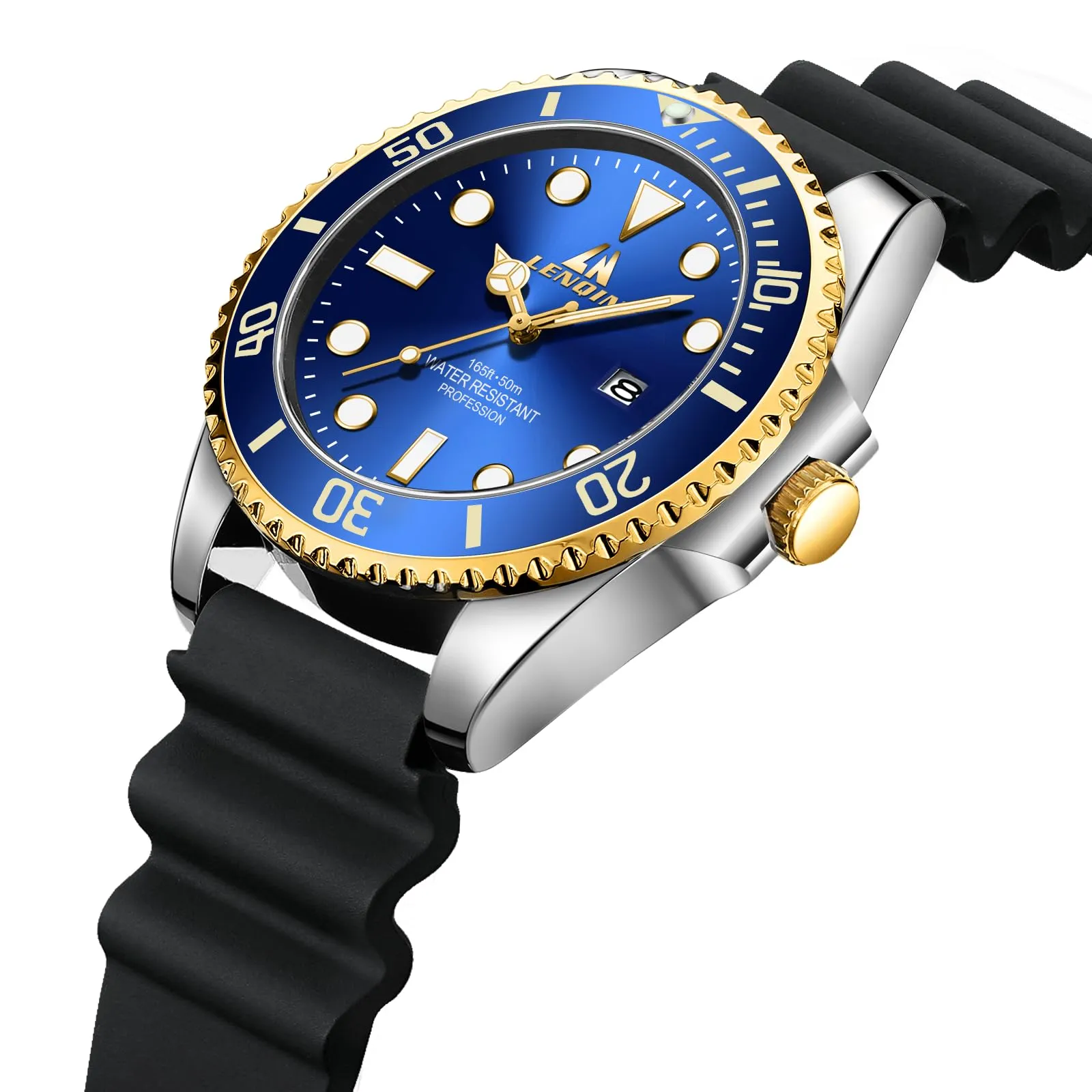 LN LENQIN Orologio Uomo Acciaio Analogico al Quarzo Impermeabile LN-R017 - immagine 3