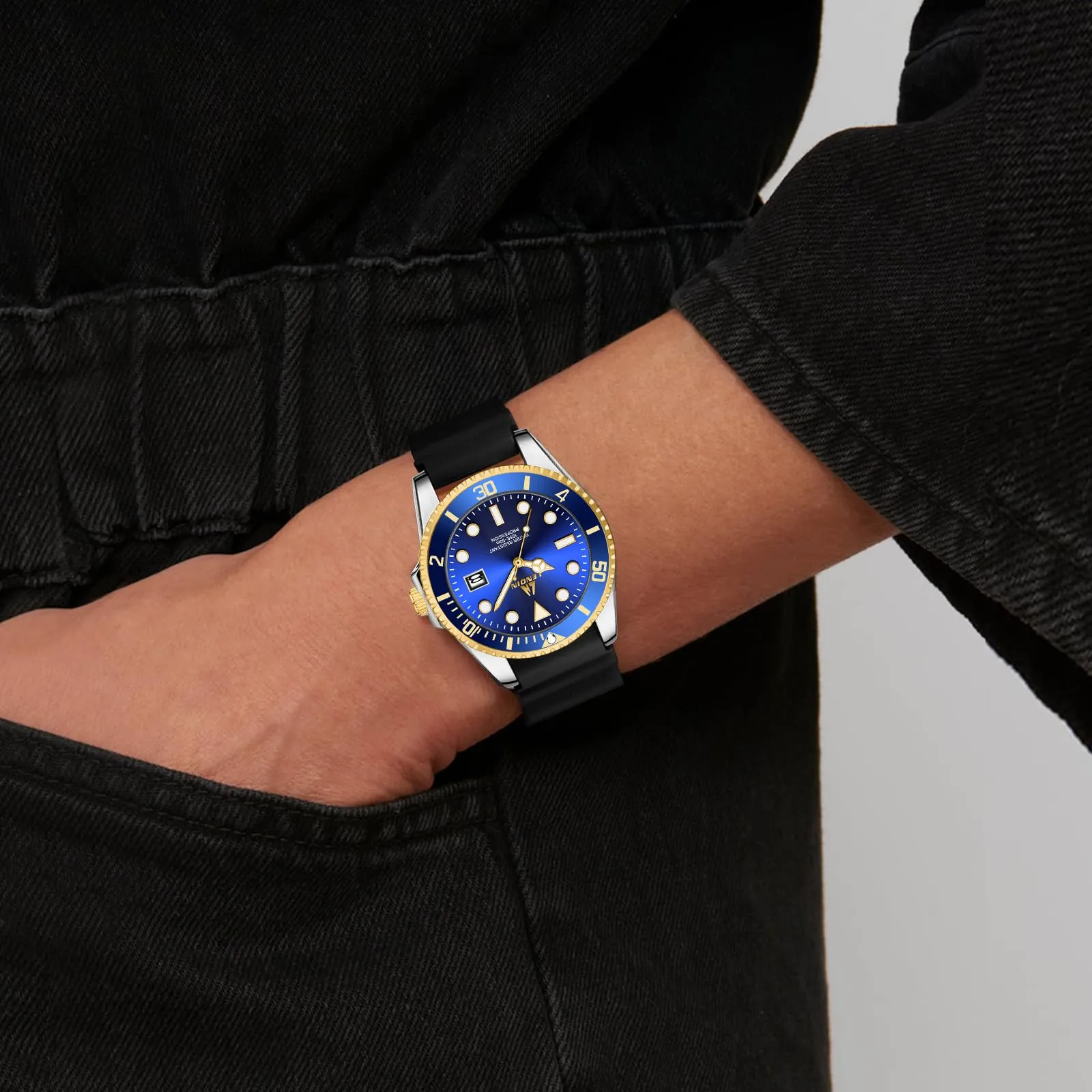 LN LENQIN Orologio Uomo Acciaio Analogico al Quarzo Impermeabile LN-R017 - immagine 8