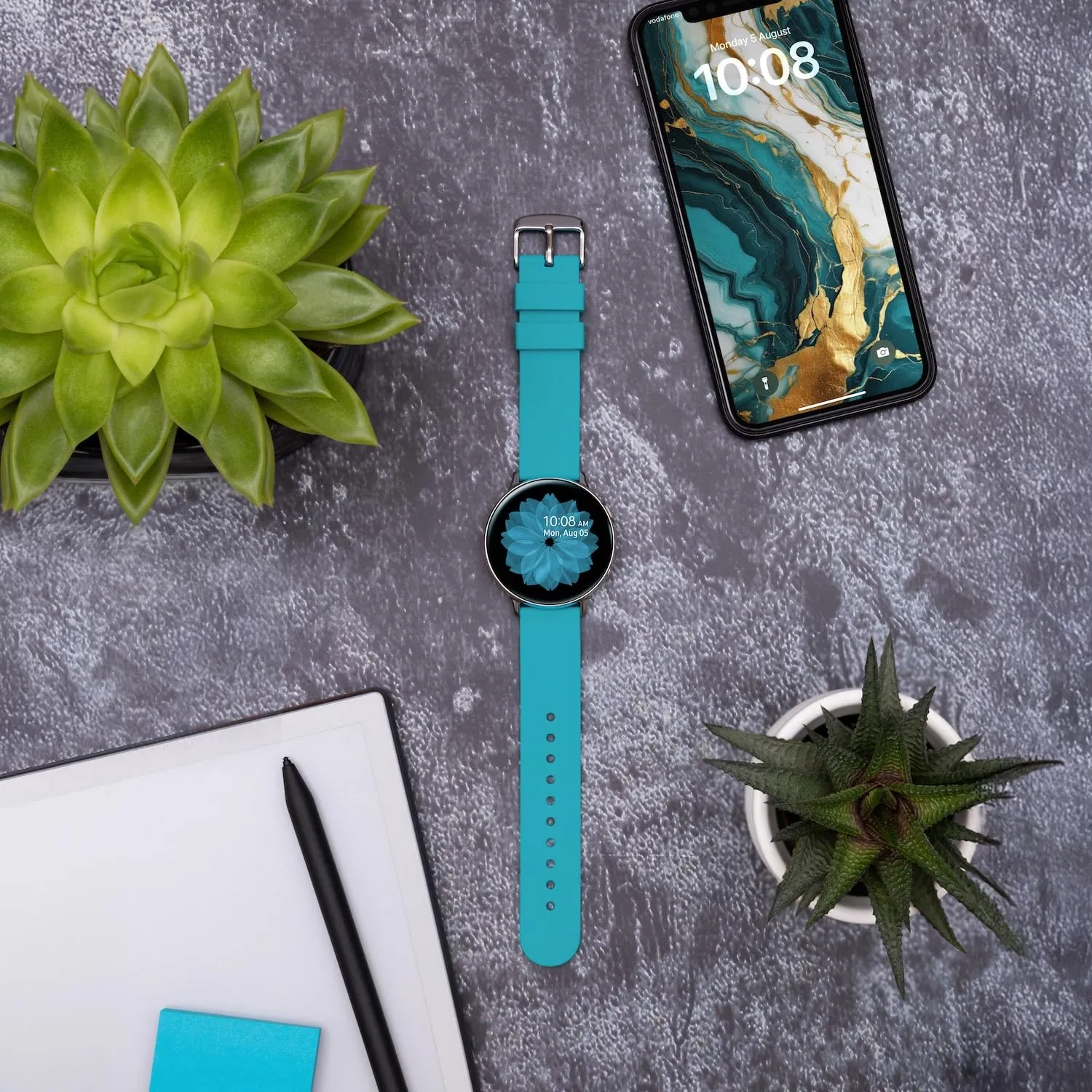 Archer Watch Straps Cinturini a Sgancio Rapido in Silicone, Blu Acqua, 22mm - immagine 3