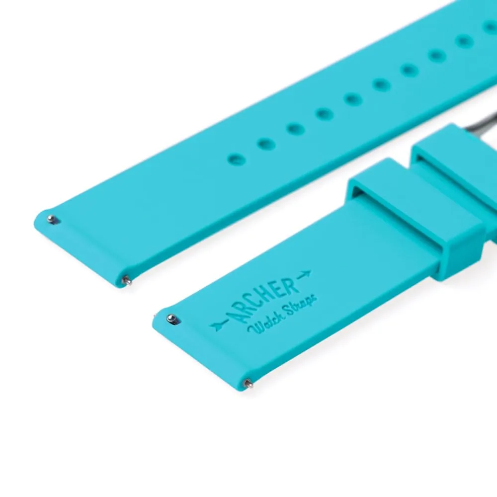 Archer Watch Straps Cinturini a Sgancio Rapido in Silicone, Blu Acqua, 22mm - immagine 6