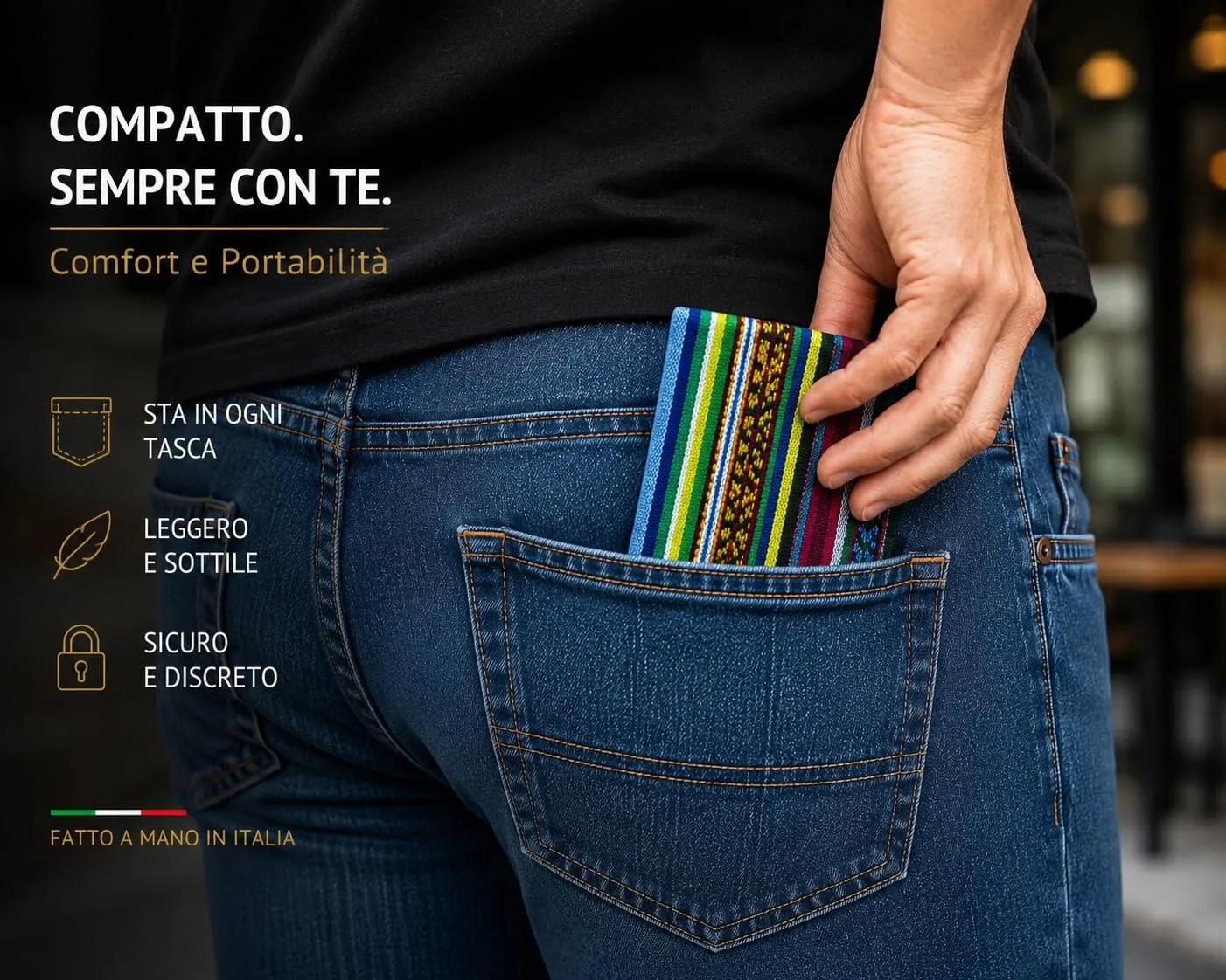Russo Handmade Portatabacco Artigianale in Tessuto con Doppia Zip, 4 Scomparti, Mélange Blu - immagine 7