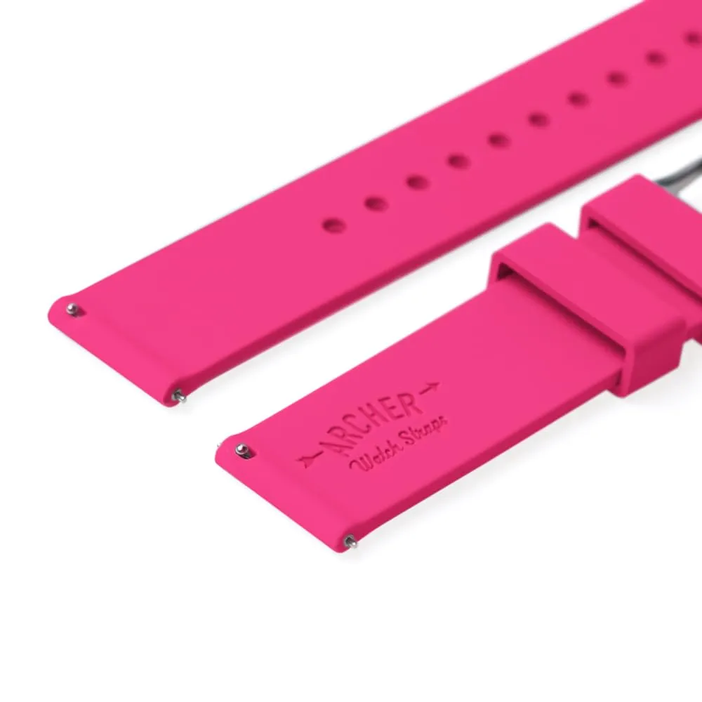 Archer Watch Straps Cinturini a Sgancio Rapido in Silicone, Rosa Elettrico, 18mm - immagine 6