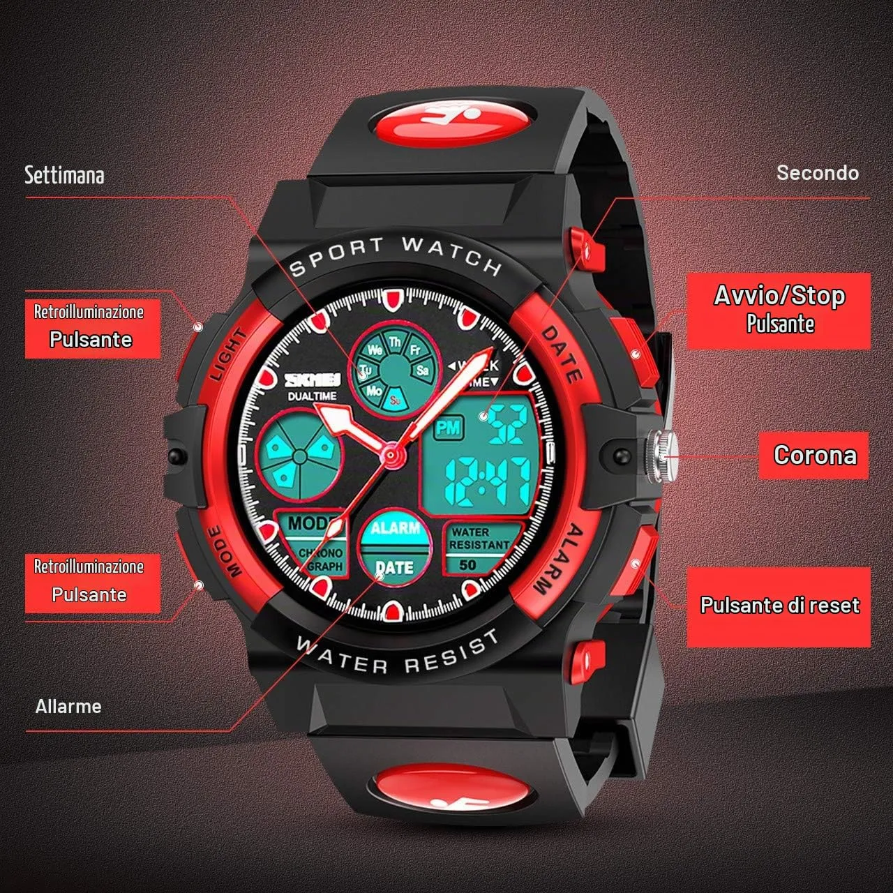 Dislocati Orologio Digitale Impermeabile a LED per Bambini - immagine 3