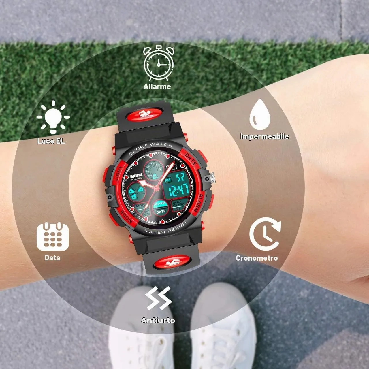 Dislocati Orologio Digitale Impermeabile a LED per Bambini - immagine 6