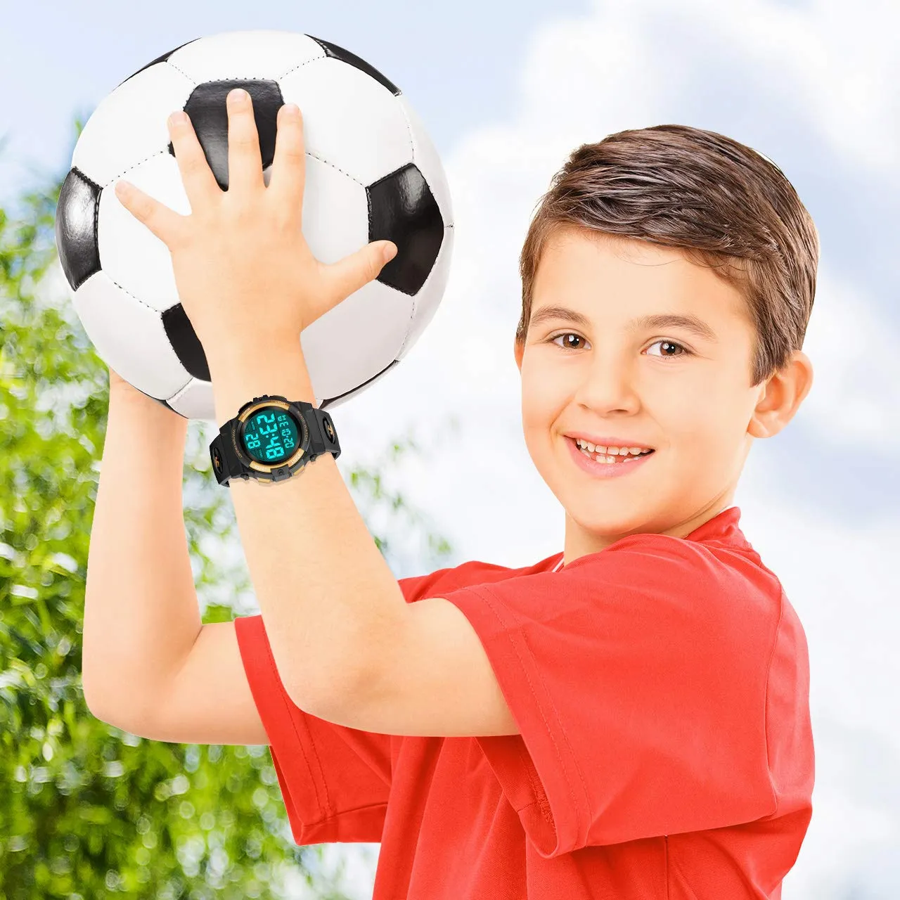 Dislocati Orologio Digitale Multifunzione per Bambini, Impermeabile, LED, Gold - immagine 5