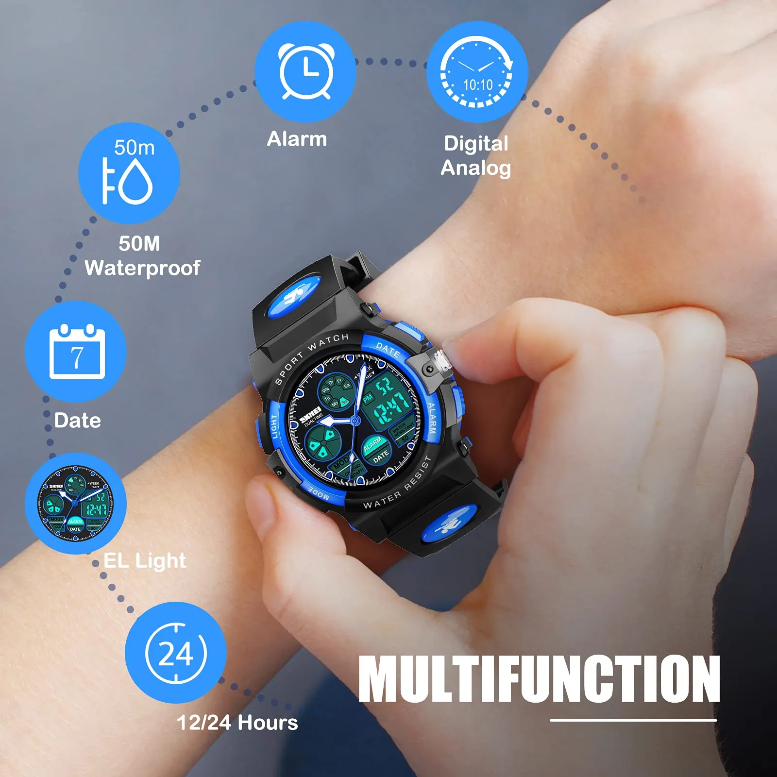 Dislocati Orologio Digitale Sportivo Impermeabile per Bambini con Contapassi - immagine 2