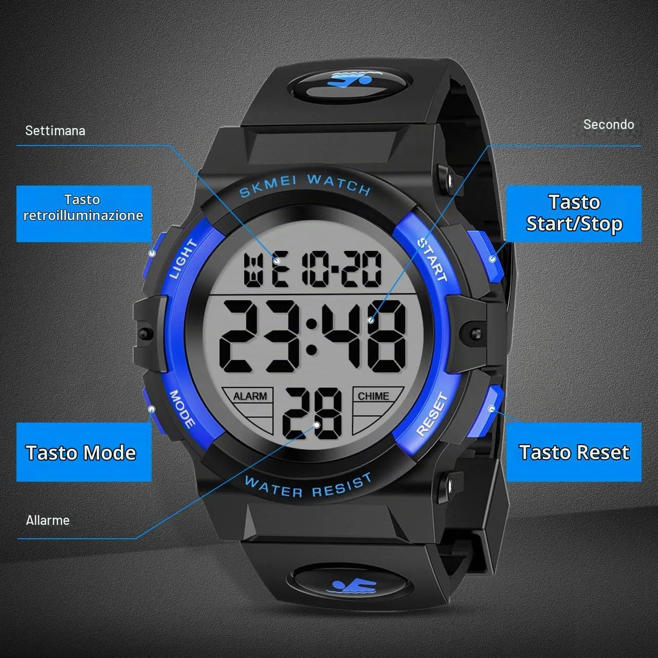 Dislocati Orologio Digitale Multifunzione Impermeabile per Bambini e Ragazzi - immagine 3