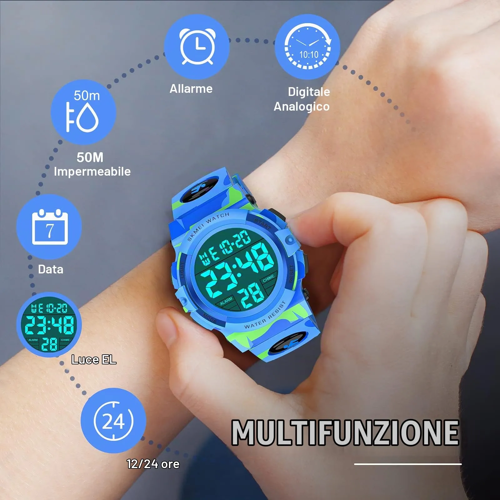 Dislocati Orologio Digitale Sportivo Impermeabile per Bambini e Ragazzi - immagine 3