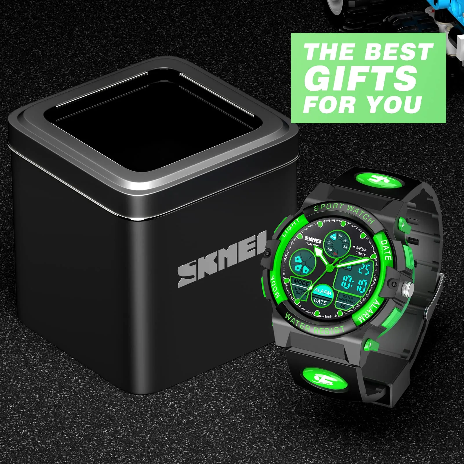 Dislocati Orologio Digitale Multifunzione per Bambini, Impermeabile, LED, Verde - immagine 7