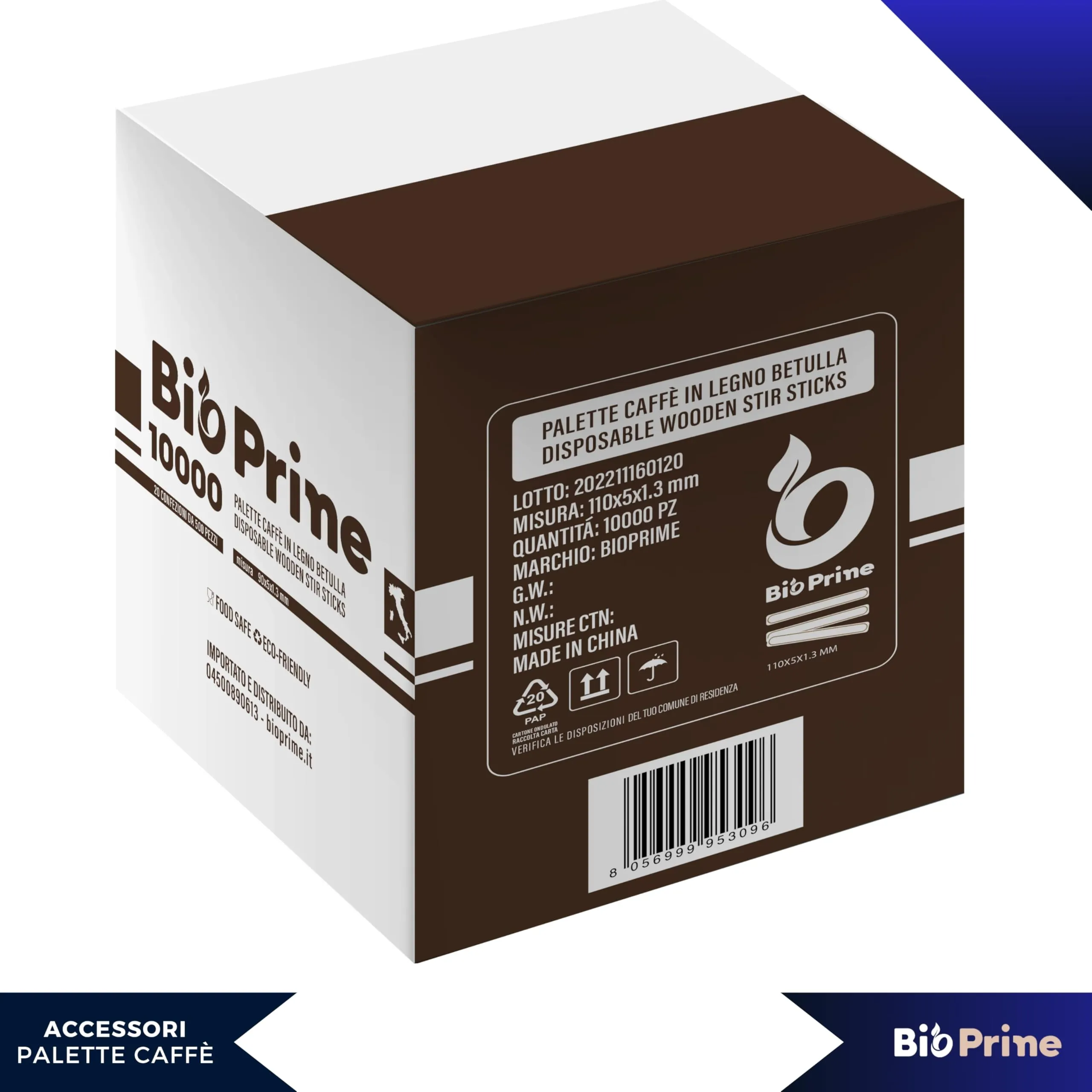 BioPrime Palettine da Caffè in Legno 9x5mmx1,3mm Imbustate Singolarmente, 10000 pz - immagine 4