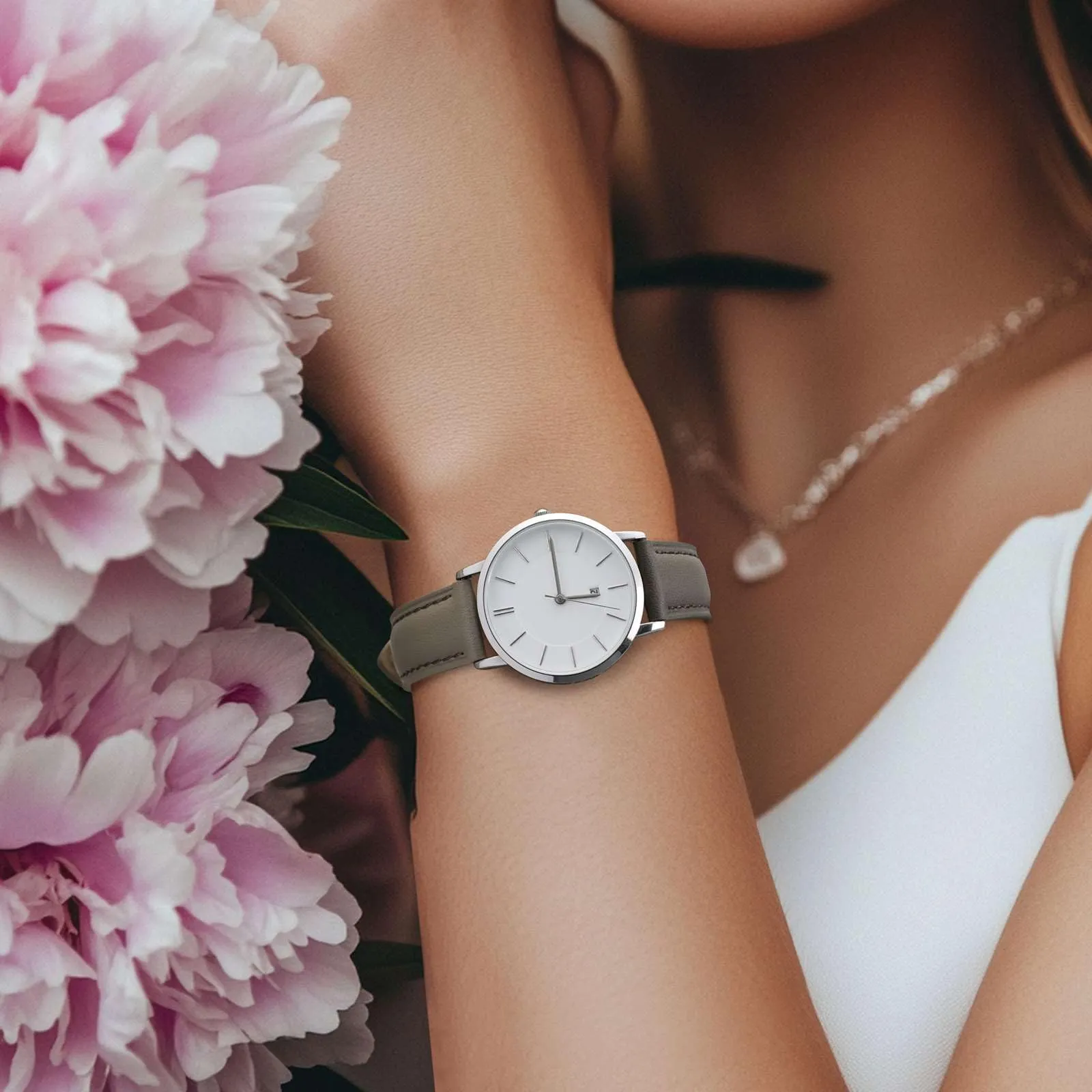 ANBEER Cinturino in Vera Pelle 20mm a Sgancio Rapido, Grigio Caldo con Fibbia Dorata - immagine 6
