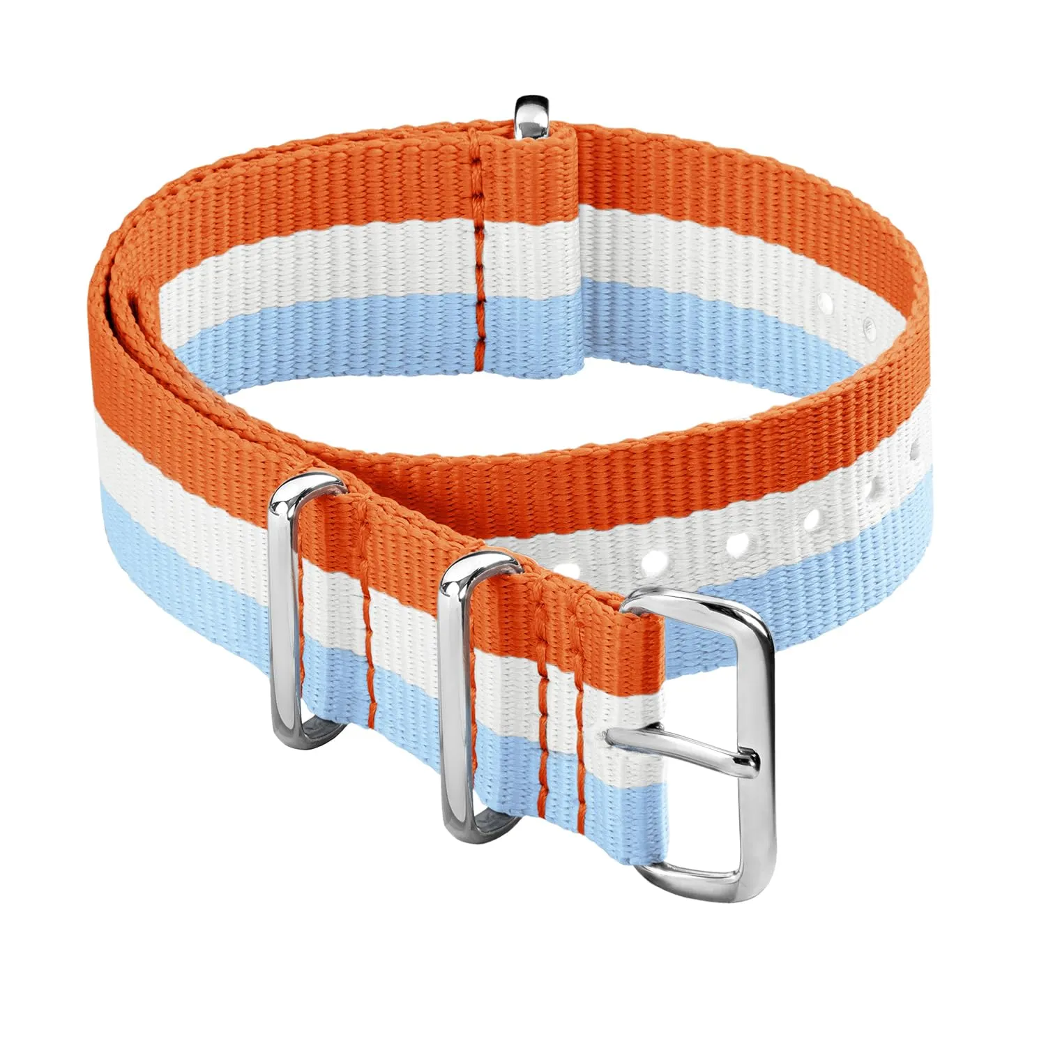 Archer Watch Straps Cinturini NATO in Nylon Classici (Arancione, Bianco e Azzurro Polvere, 18mm) - immagine 1