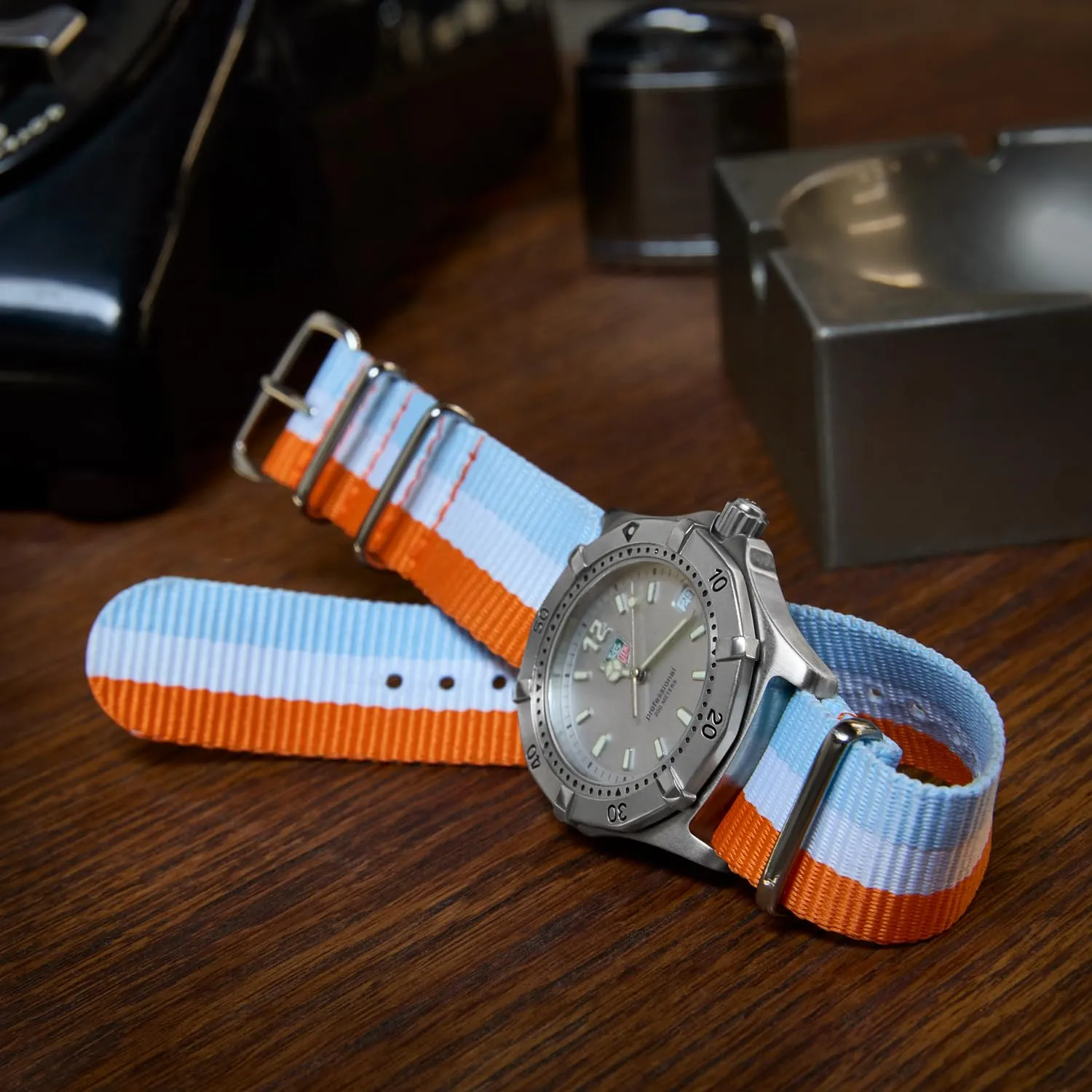 Archer Watch Straps Cinturini NATO in Nylon Classici (Arancione, Bianco e Azzurro Polvere, 18mm) - immagine 2