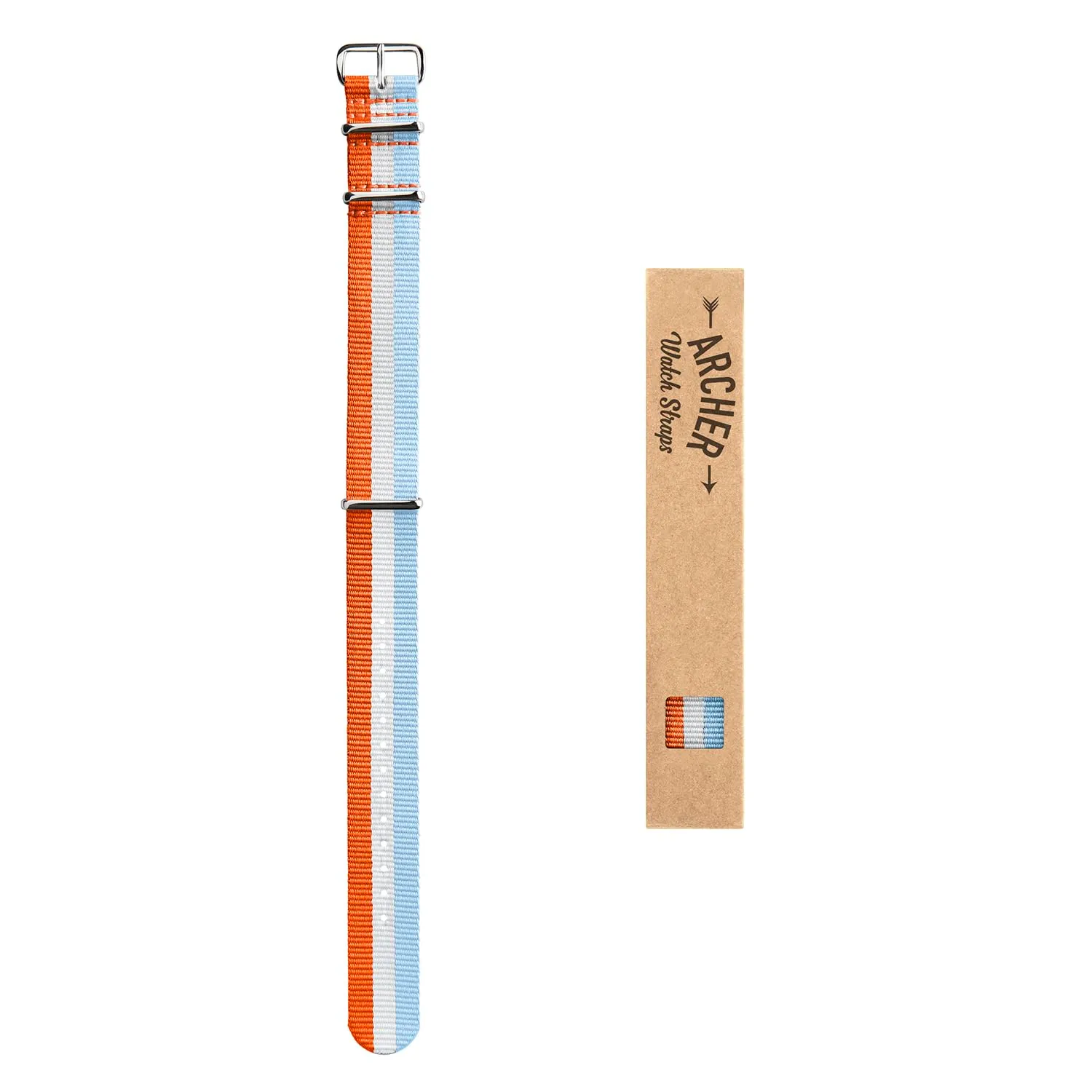Archer Watch Straps Cinturini NATO in Nylon Classici (Arancione, Bianco e Azzurro Polvere, 20mm) - immagine 5