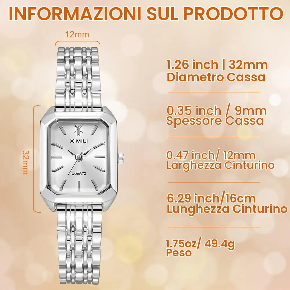 OFFCUP Orologio Analogico al Quarzo da Donna con Cinturino in Acciaio Inossidabile e Fibbia Magnetica - immagine 2