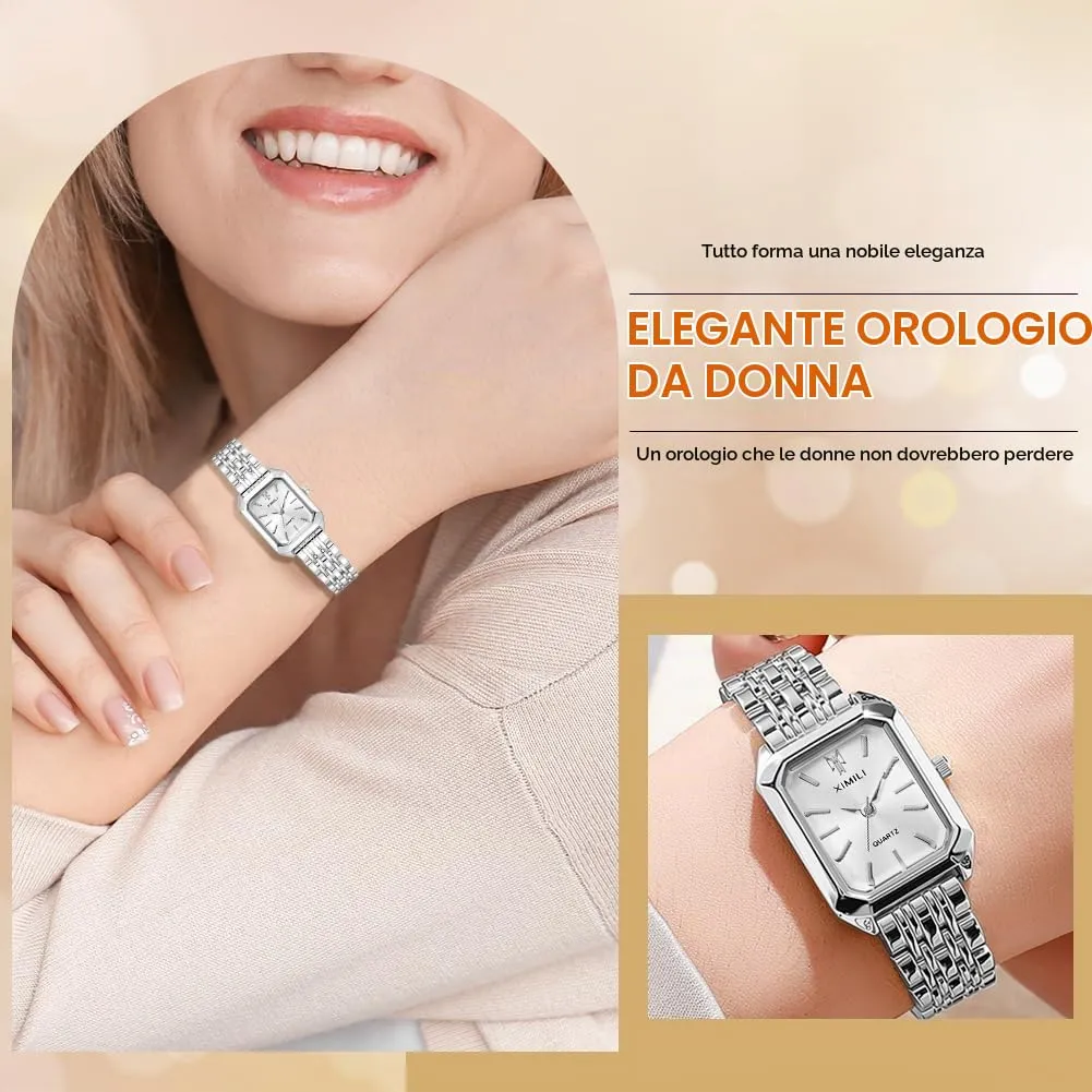 OFFCUP Orologio Analogico al Quarzo da Donna con Cinturino in Acciaio Inossidabile e Fibbia Magnetica - immagine 5