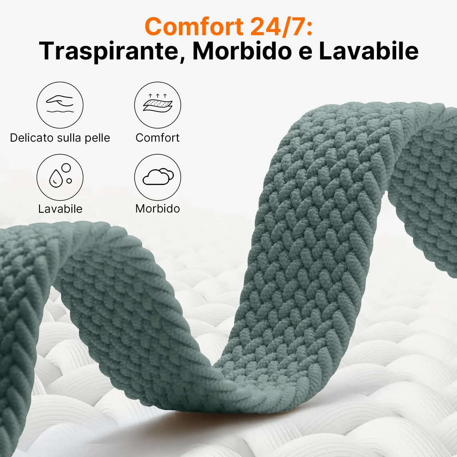Fullmosa Cinturino Orologio e Smartwatch in Nylon 22mm con Sgancio Rapido - immagine 3