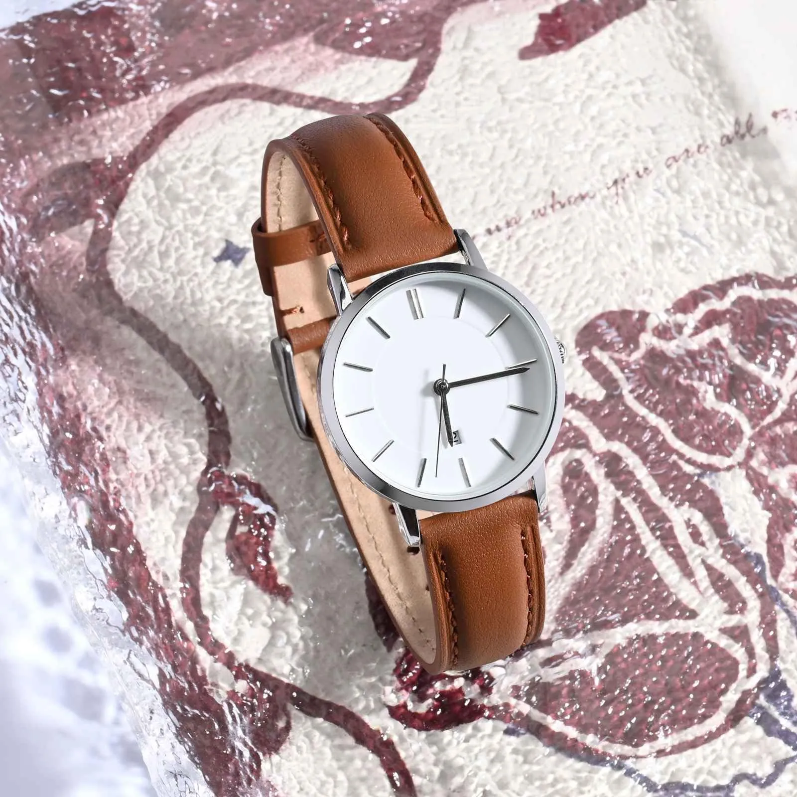 ANBEER Cinturino in Vera Pelle 22mm, Sgancio Rapido, Marrone con Fibbia Argentata - immagine 5