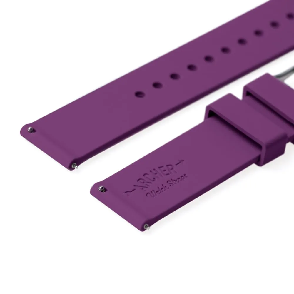 Archer Watch Straps Cinturini a Sgancio Rapido in Silicone Viola Scuro 18mm - immagine 6