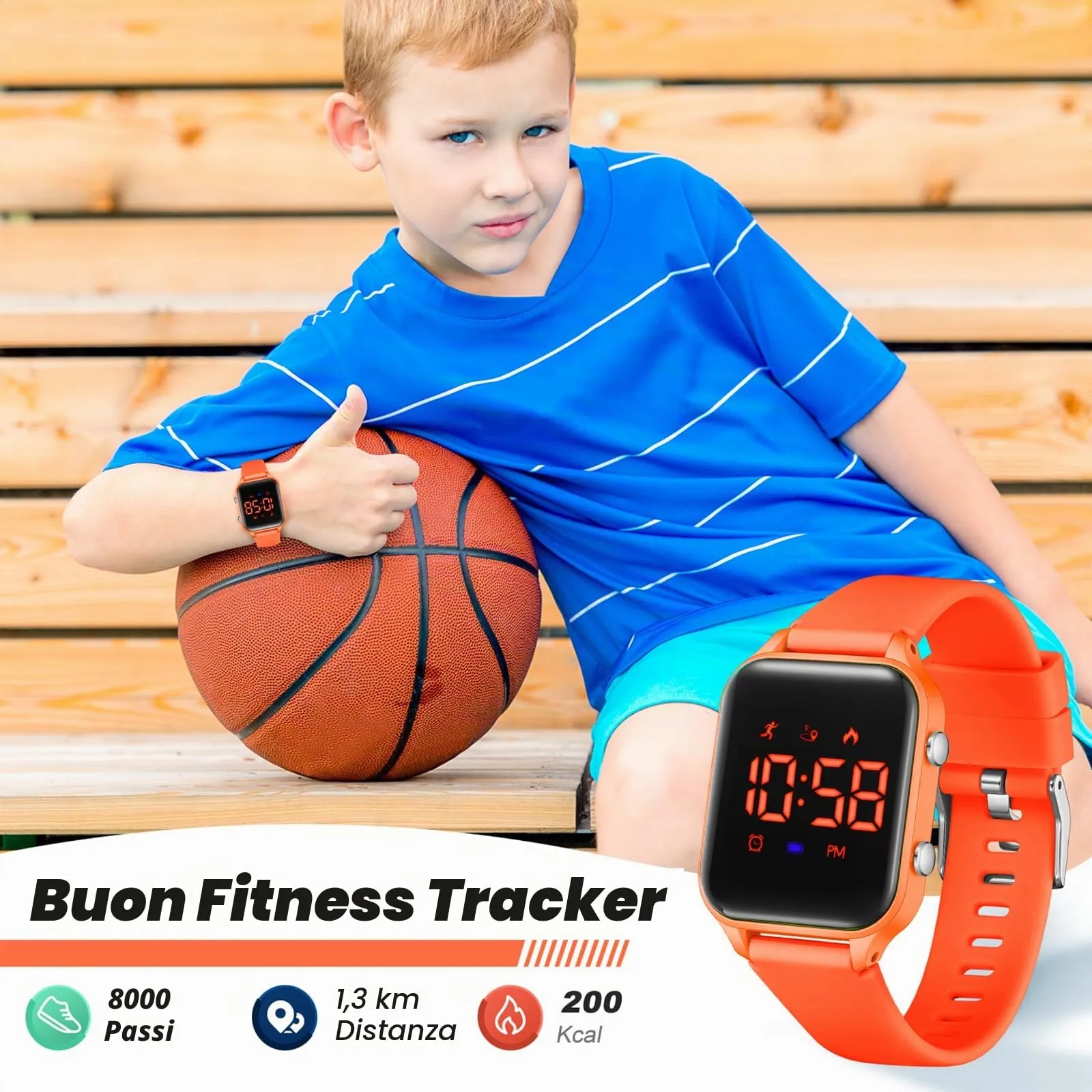 Timever Orologio Digitale per Bambini con Contapassi, Sveglia, Cronometro e Luce - immagine 3
