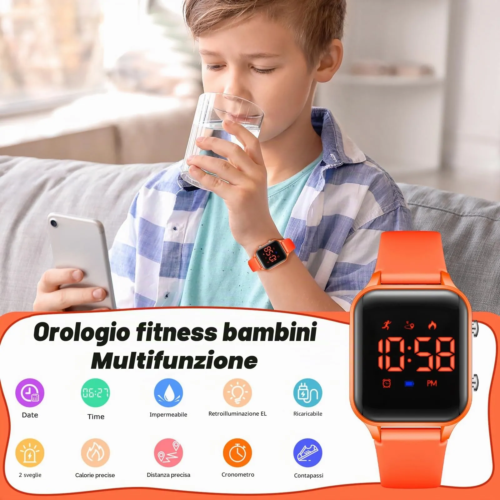 Timever Orologio Digitale per Bambini con Contapassi, Sveglia, Cronometro e Luce - immagine 4