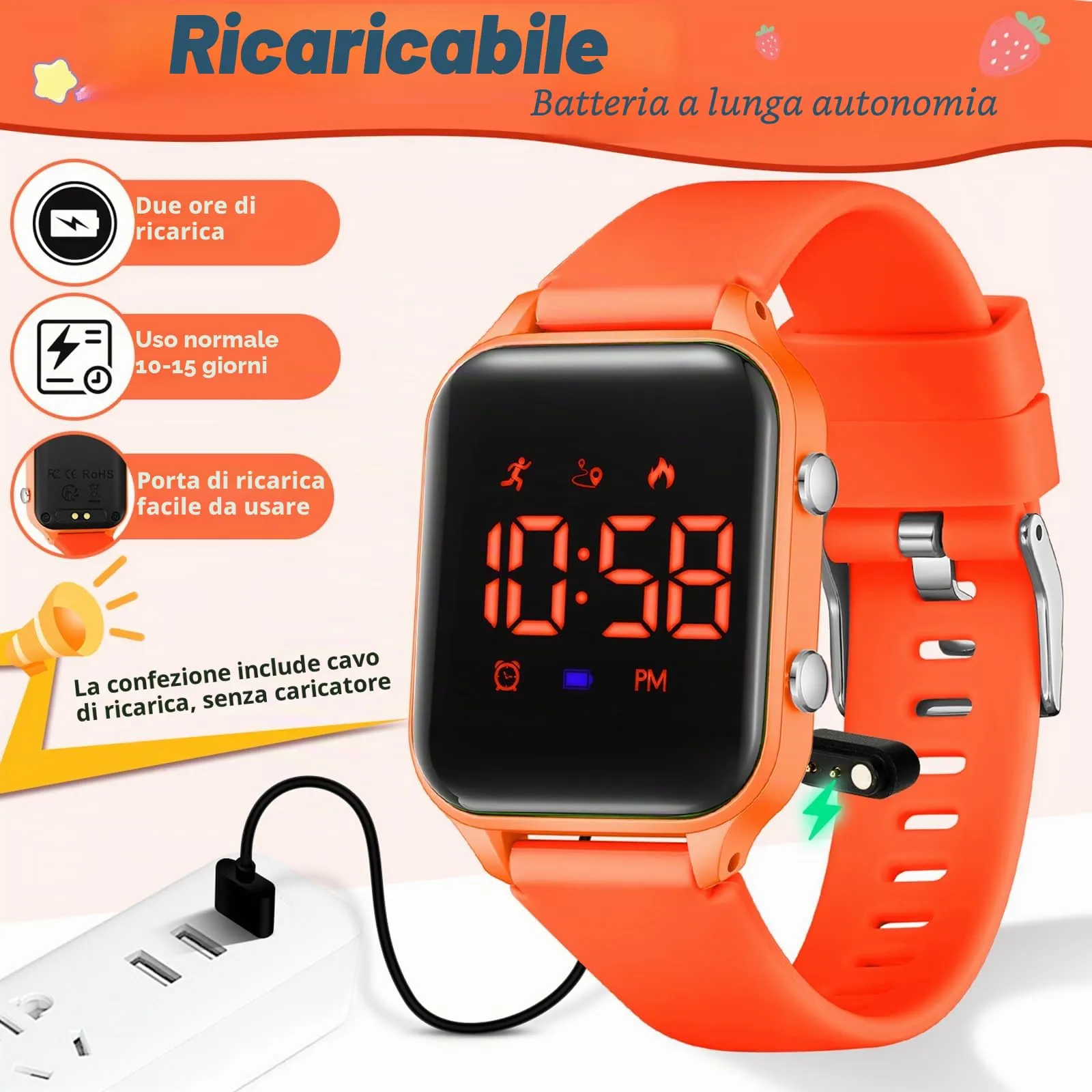Timever Orologio Digitale per Bambini con Contapassi, Sveglia, Cronometro e Luce - immagine 6