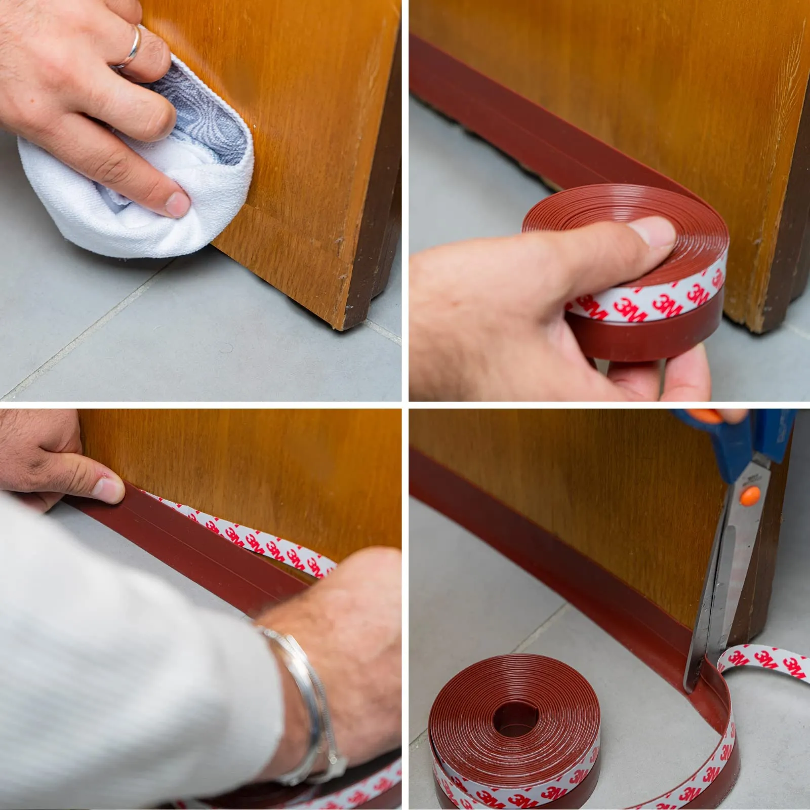 Dpm Tapes Paraspifferi Sottoporta in Silicone con Adesivo 3M, 35 mm x 5 m, Marrone - immagine 4