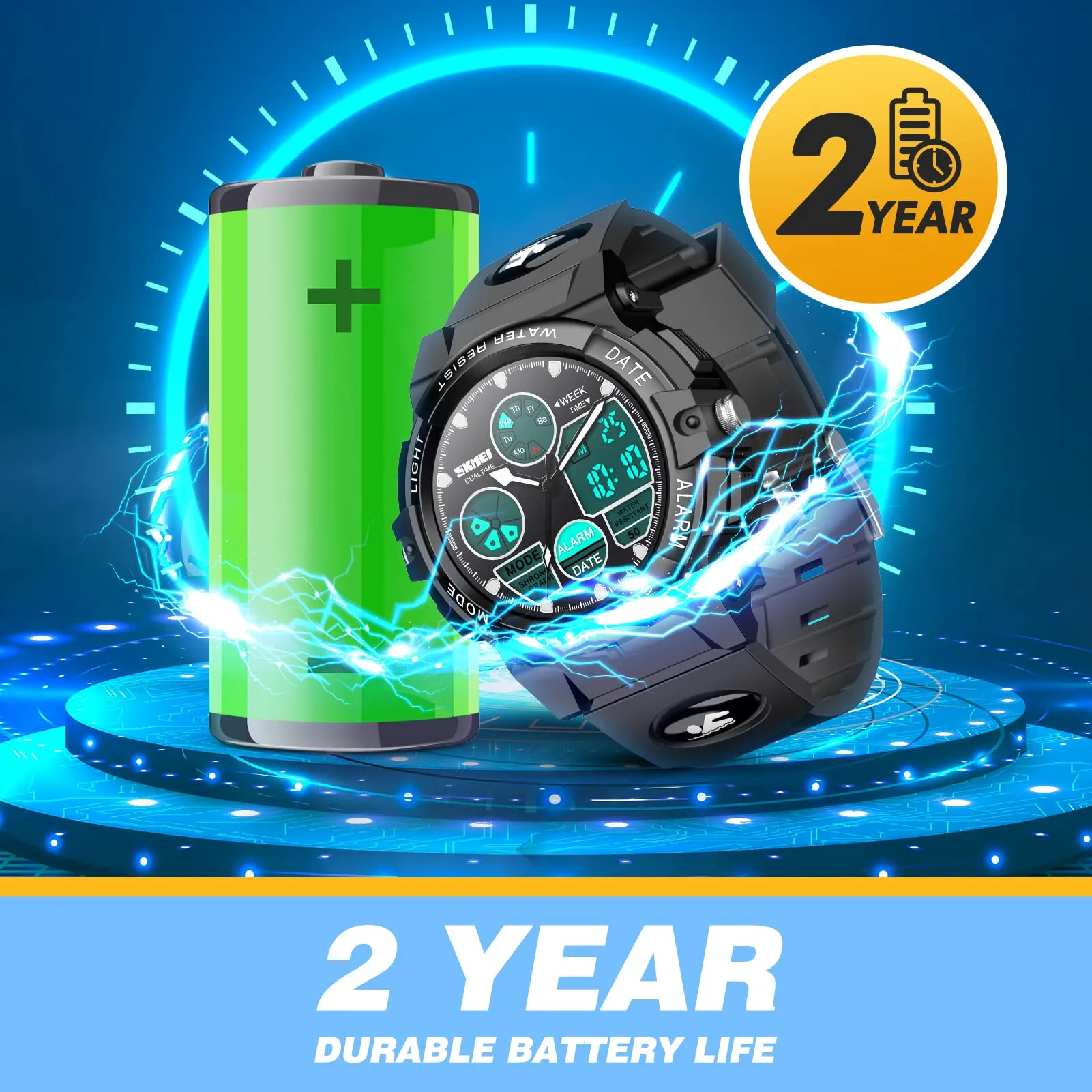 Dislocati Orologio Digitale Multifunzione per Bambini, Impermeabile, LED, Nero - immagine 6