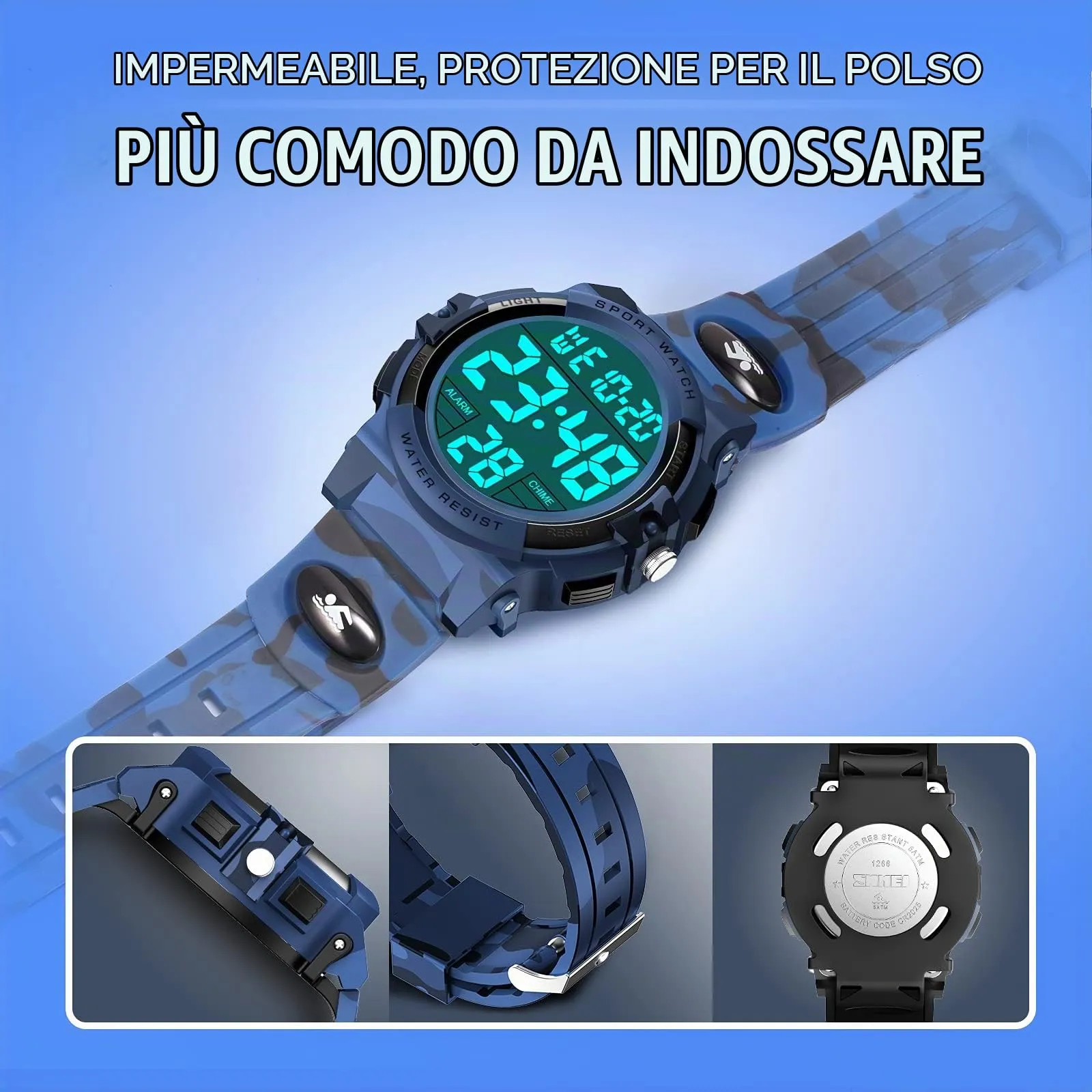 Dislocati Orologio Digitale Sportivo Impermeabile per Bambini - immagine 4