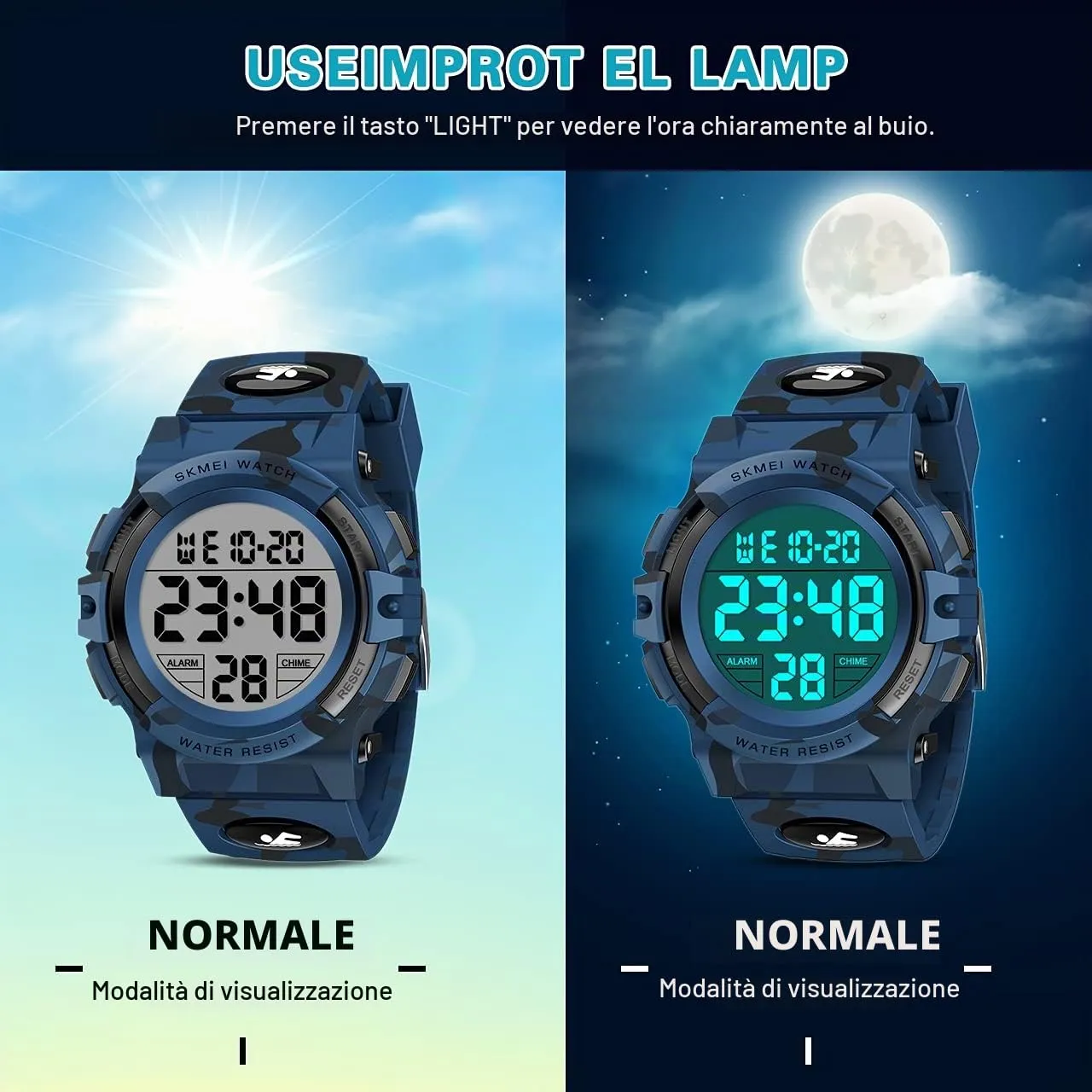 Dislocati Orologio Digitale Sportivo Impermeabile per Bambini - immagine 5