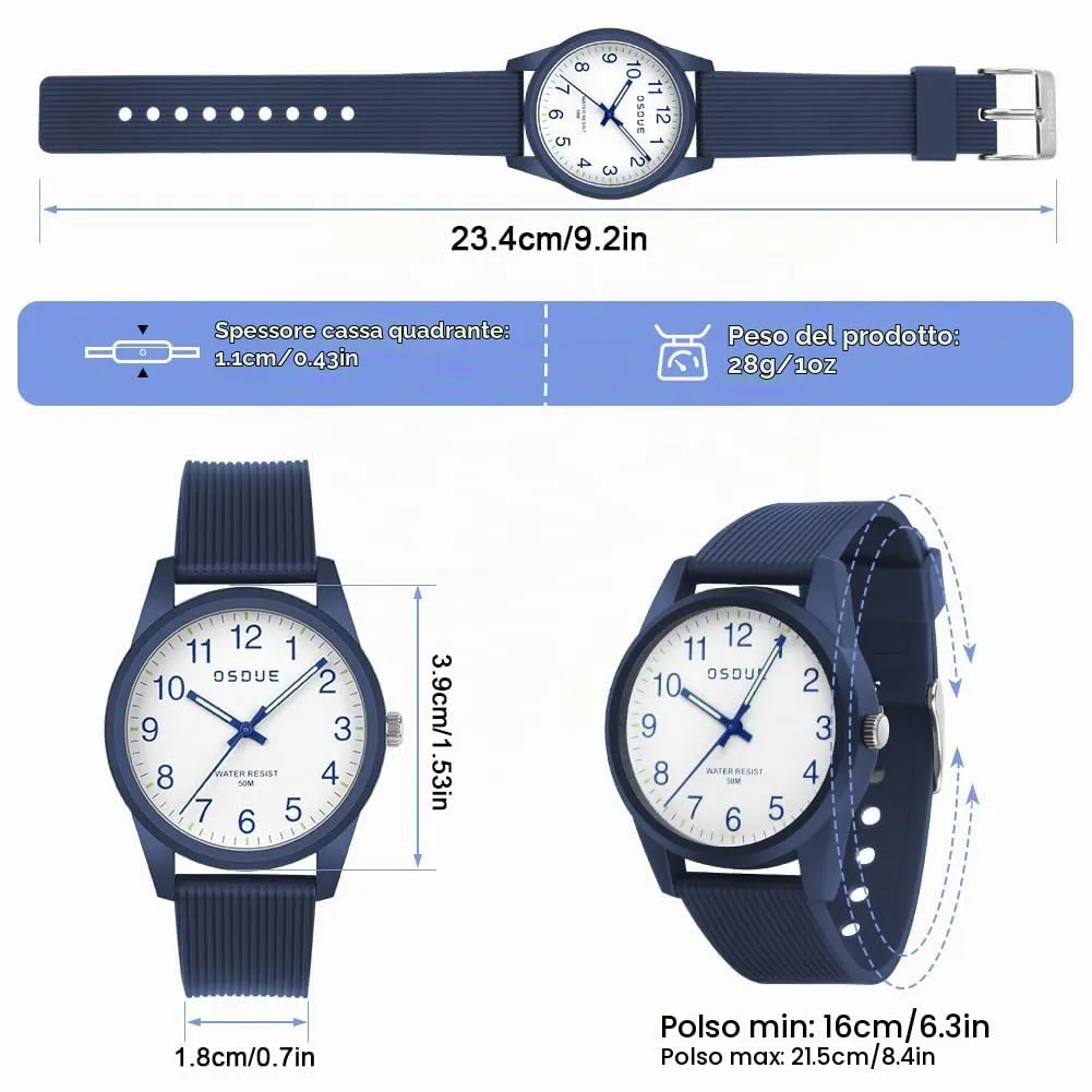 OSDUE Orologio Impermeabile Educativo Luminoso per Bambini 5-18 Anni - immagine 2