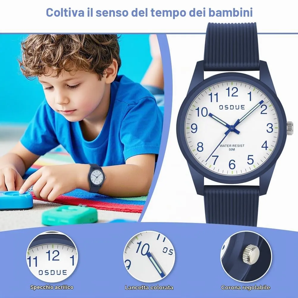 OSDUE Orologio Impermeabile Educativo Luminoso per Bambini 5-18 Anni - immagine 4