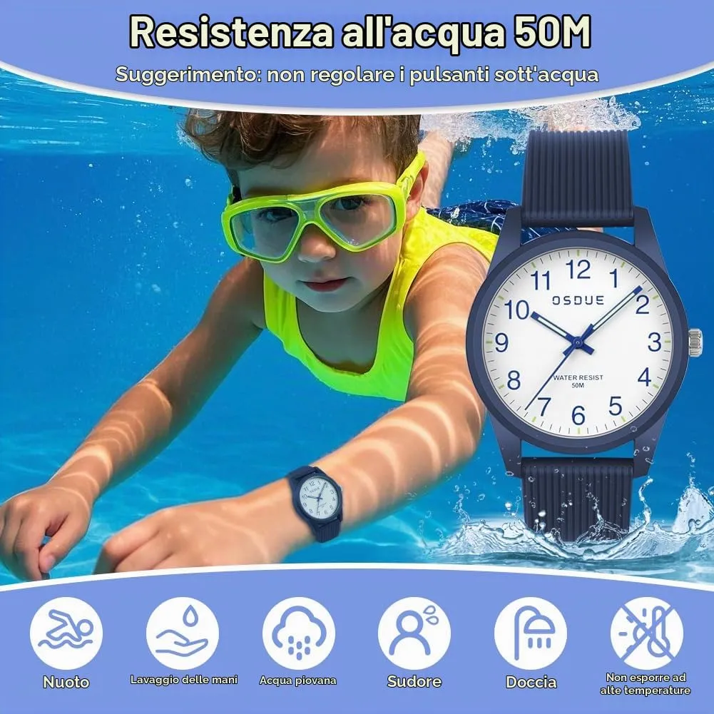 OSDUE Orologio Impermeabile Educativo Luminoso per Bambini 5-18 Anni - immagine 5