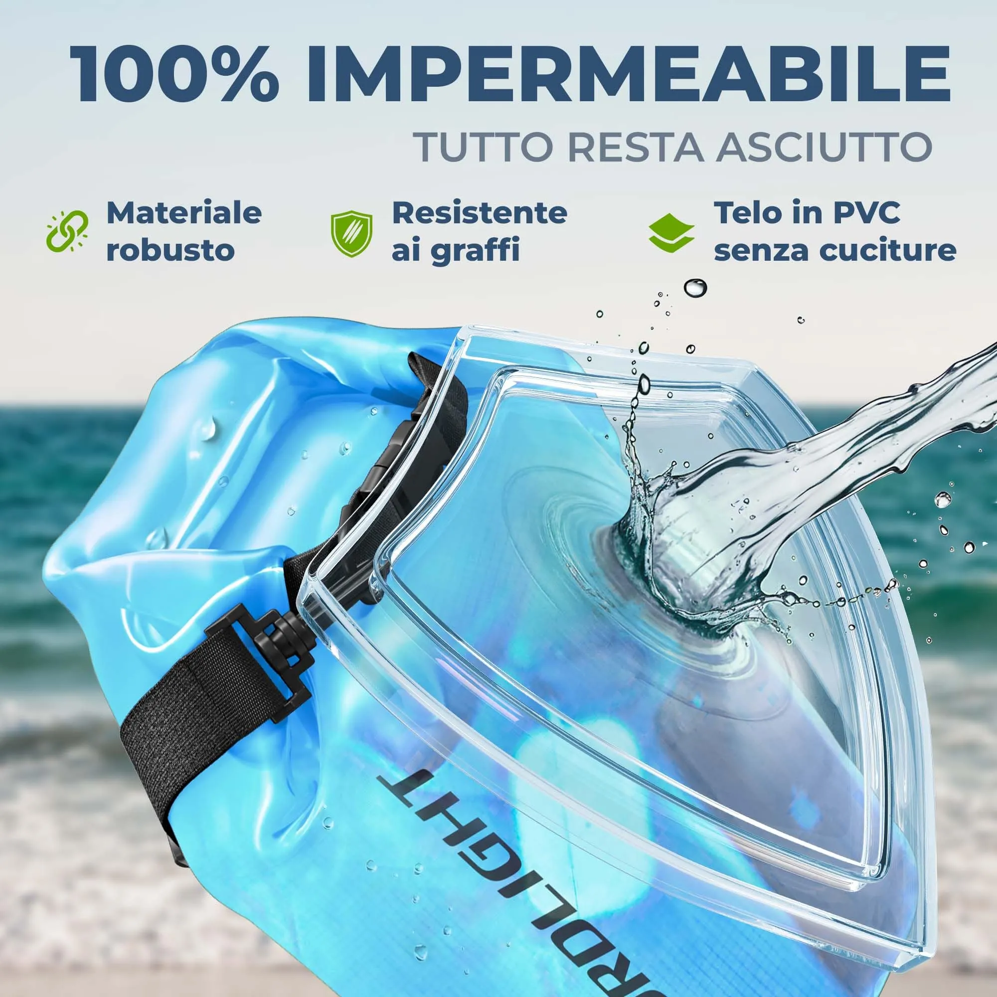 Nordlight Sacca Impermeabile Dry Bag 30L, Blu - immagine 5