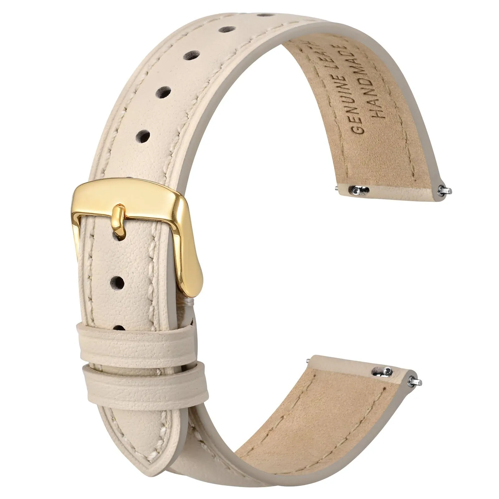 ANBEER Cinturino in Vera Pelle 22mm a Sgancio Rapido, Beige con Fibbia Dorata - immagine 1